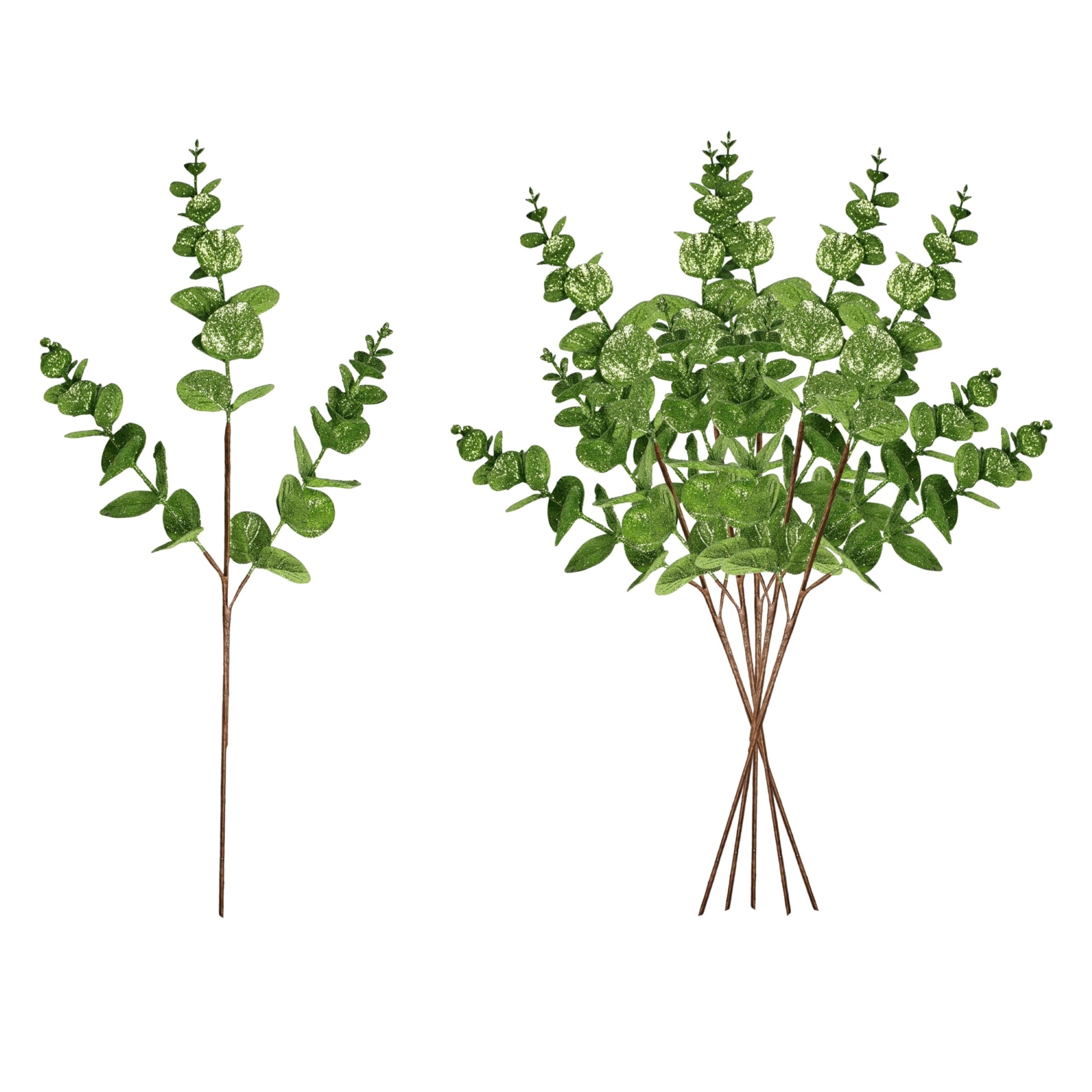 SHATCHI Christmas Tree Eucalyptus Stems, Artificial Picks 55cm Green 6Pcs