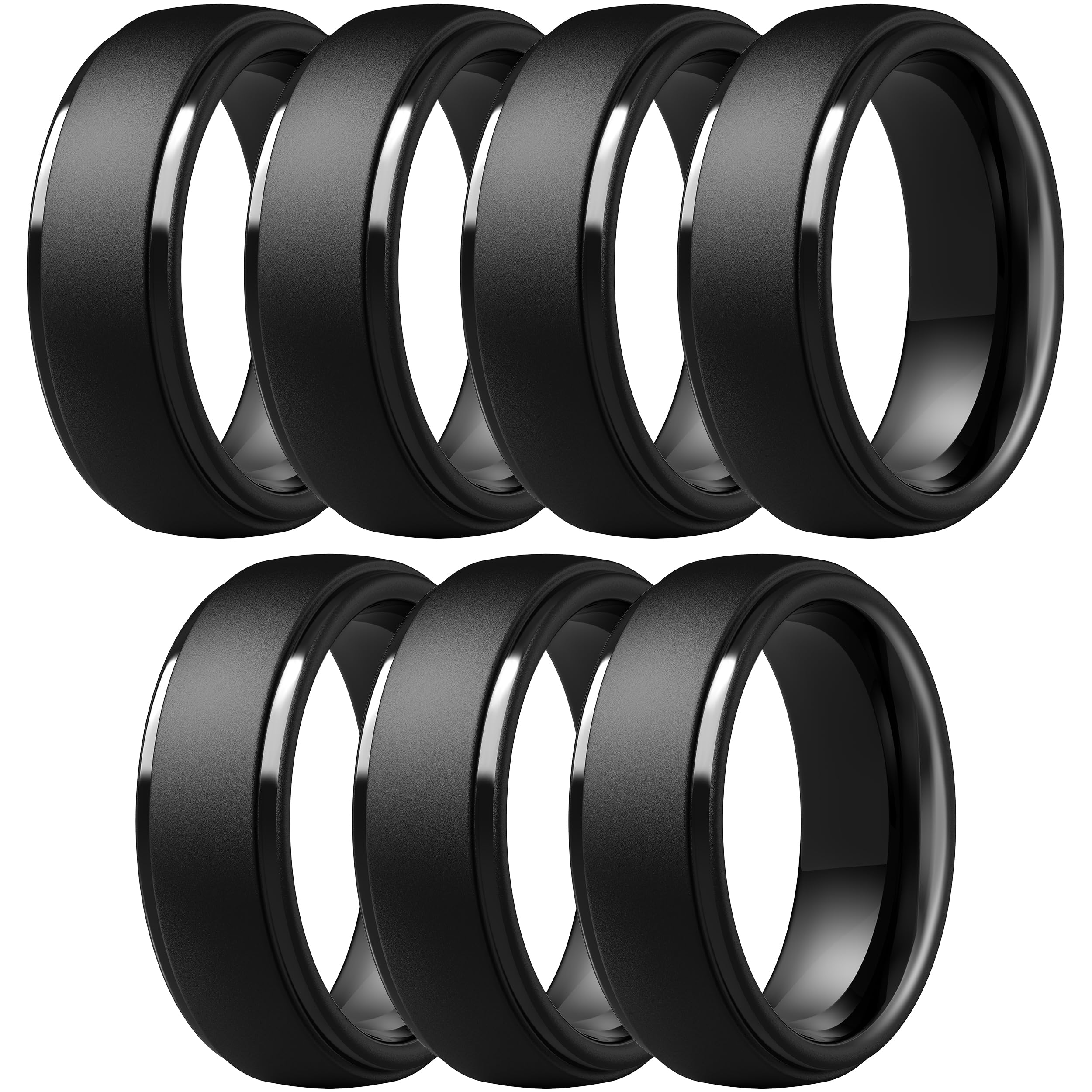 ThunderFit Silicone Men’s Wedding Rings, 10mm Wide 2.5mm Thick Rubber Wedding Bands-Variety Multipack 1-7