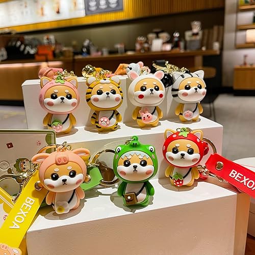Miniatura 5 de BEXOA Lindo llavero Kawaii Anime Llaveros Accesorios, Shiba Inu Bolso Encantos de Carro de Dibujos Animados Llavero para Niña Mujer