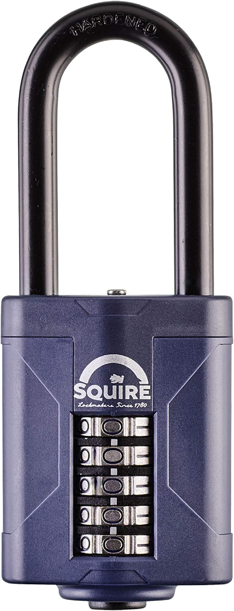 Squire Heavy Duty Padlock (CP60/2.5) - Toughest Long Shackle - 5 Wheel Combination Padlock - Alloy Steel for Corrosion Resistance - Weatherproof Lock for Home, School & Garage (Blue, 60 mm)