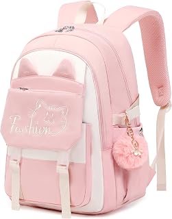 Laptop Backpacks 15.6 Inch Cute School Bag Elementary Middle High School College Backpack Anti Theft Travel Daypack Large Bookbag for Teens Girls Women Students - Pink