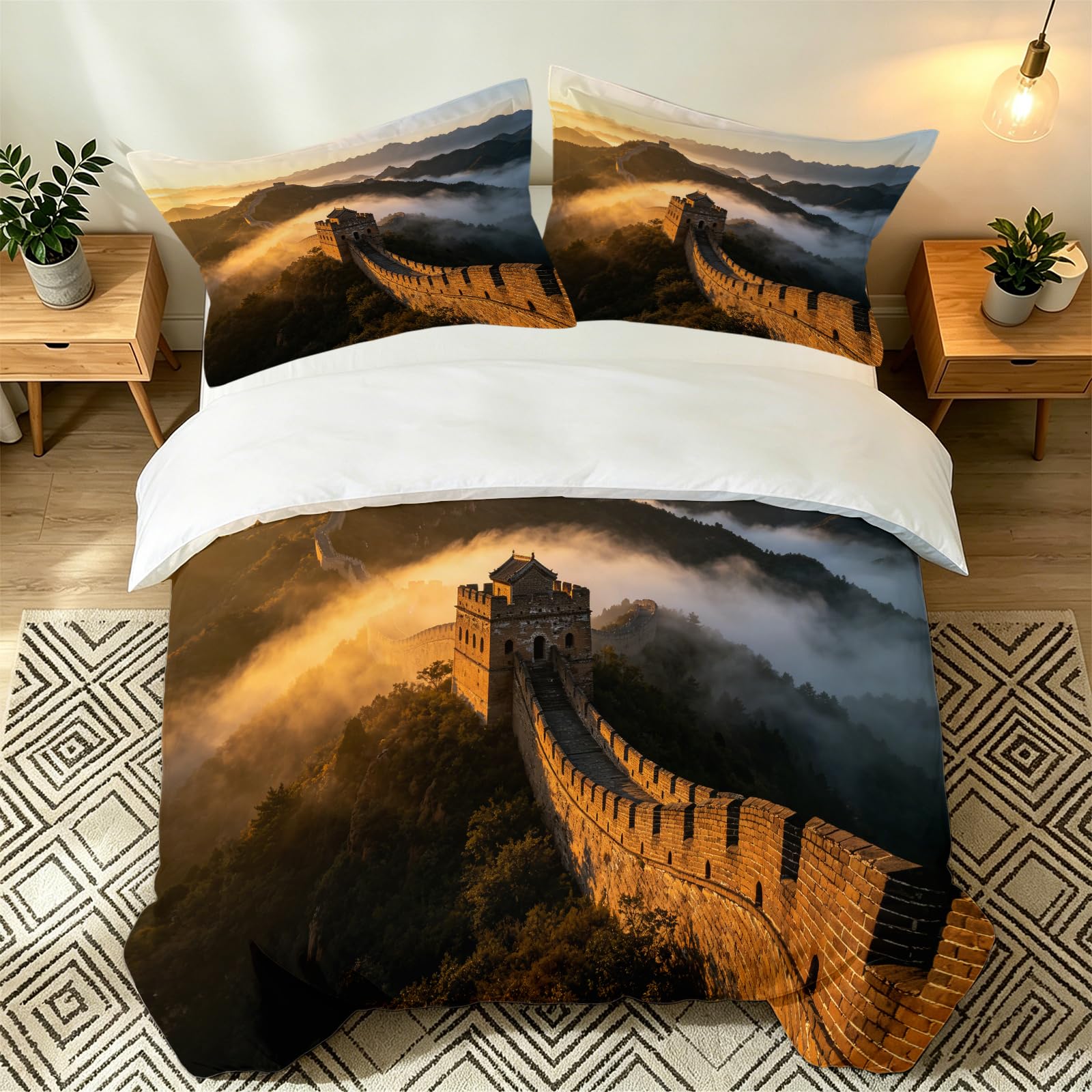 Chambre architecture chinoise avec la housse de couette 240x260 imprimé Grande Muraille