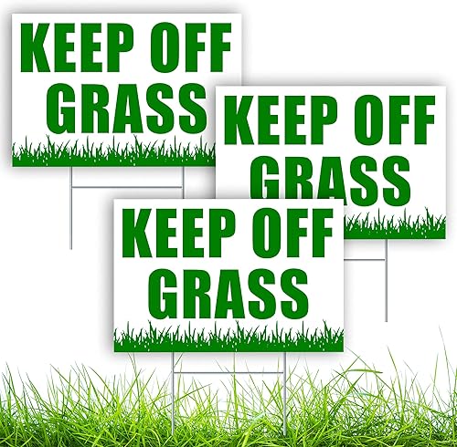 Letrero con texto en inglés Please Keep Off Gras, 3 carteles de 8 x 12 DS Coroplast Keep Dogs Off Lawn