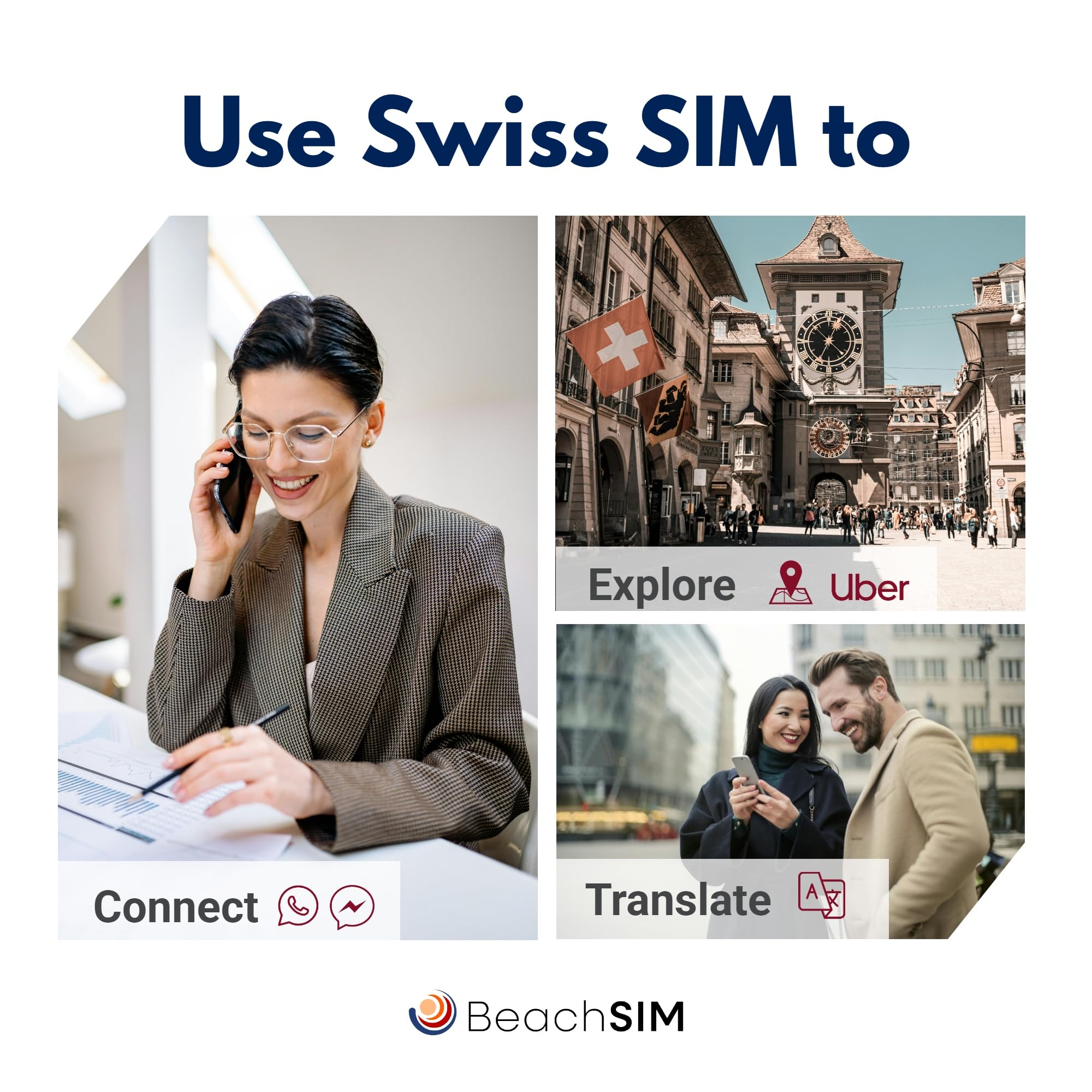 Tarjeta SIM Suiza 30 días. 10GB de Datos con Velocidad 4G/5G. Solo Datos prepagados. Activación rápida. Recarga fácil.