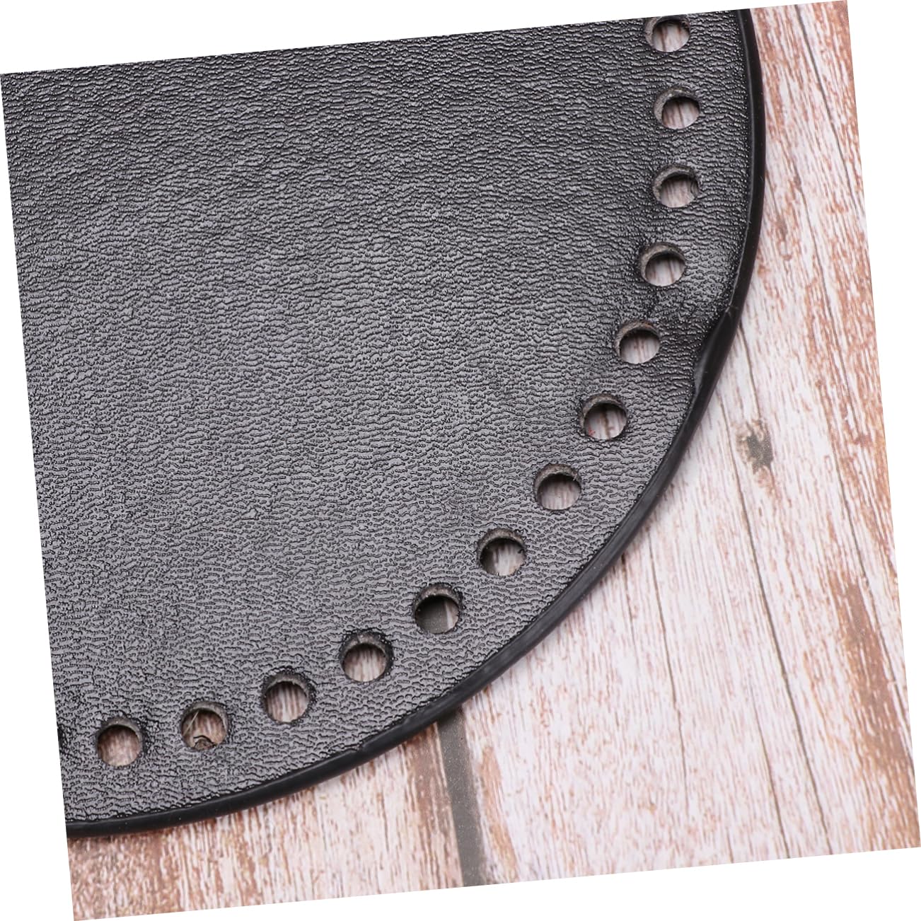 2 Pcs 18Cm Round Bag Bottom Base Plate Artificial Leather and Cloth DIY Woven Bag Material for Handmade Making Accessories (Black) - Image 2