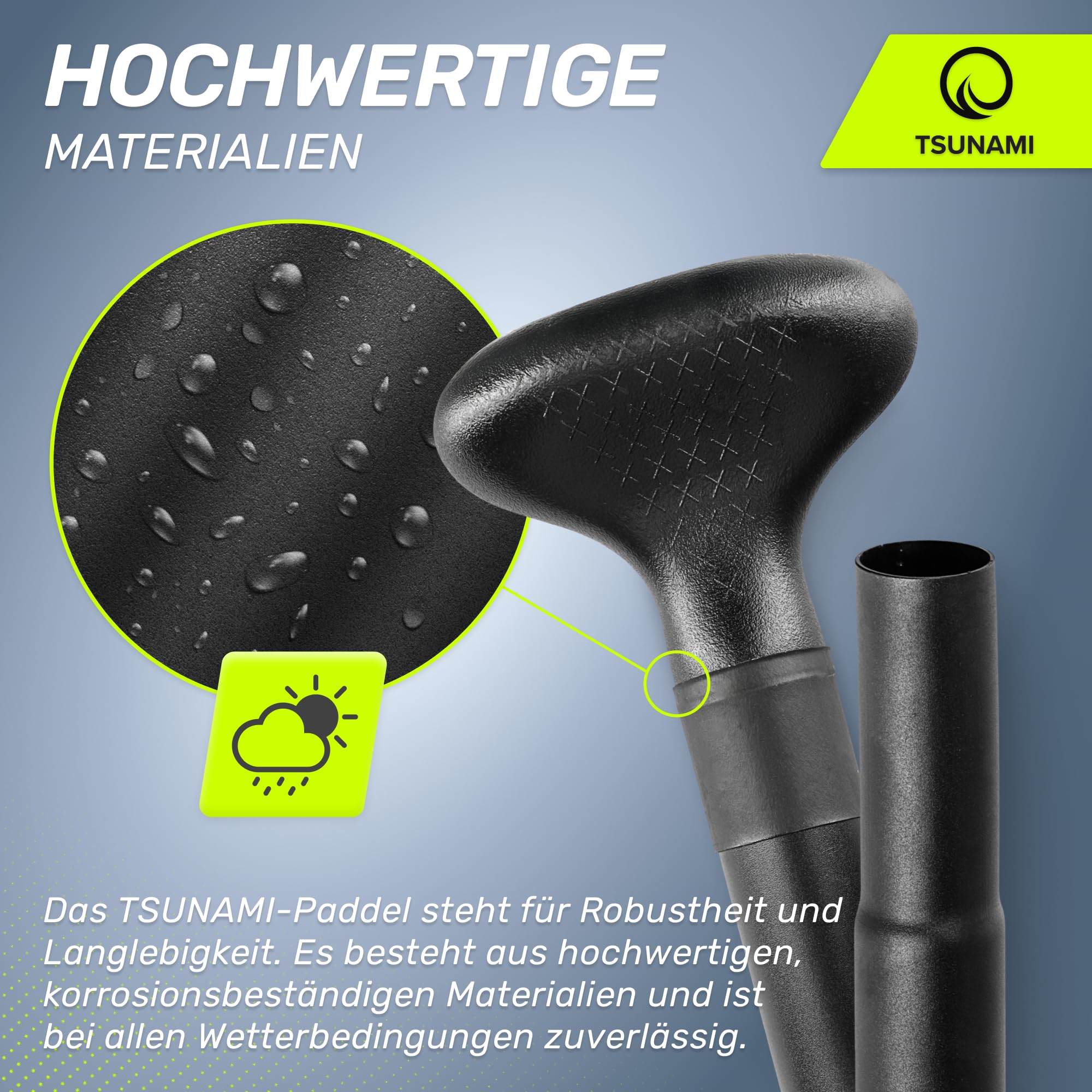 Tsunami Paddle 4-teilig für SUP Stand-Up Paddling Board, Doppelpaddel, Verstellbar Teleskop 160cm-225cm, Kunststoff, Rutschfester Griff, für Kajak, Dingy Boote, Paddelboard, Schlauchboot SUP