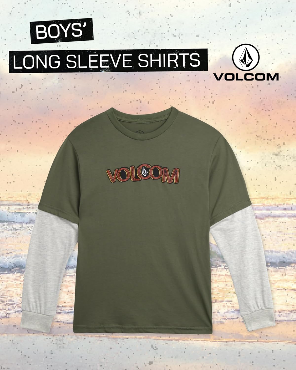 Volcom Boys' Two-Fer Shirt - Pullover Crewneck Long Sleeve Shirt - Stylish Logo Graphic Tee for Boys (Size: 8-20) - Image 2