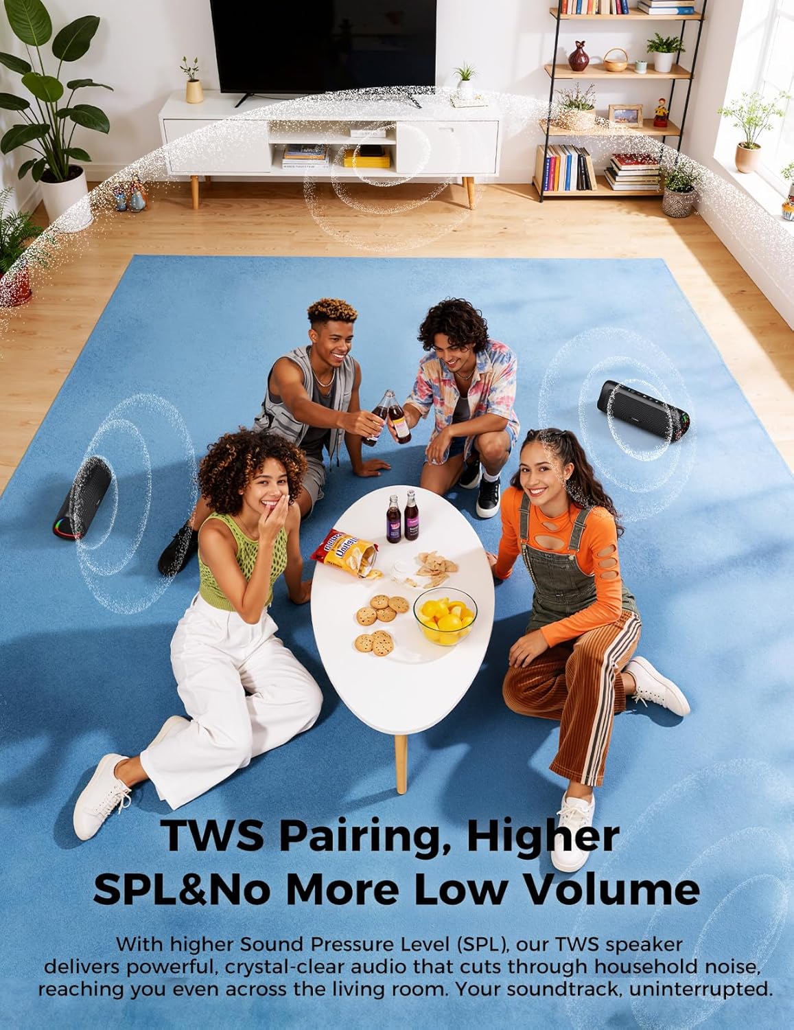 Bluetooth Speaker with HD Sound, Portable Wireless, IPX5 Waterproof, Up to 20H Playtime, TWS Pairing, BT5.3, for Home/Party/Outdoor/Beach, Electronic Gadgets, Birthday Gift (Black) - Image 6