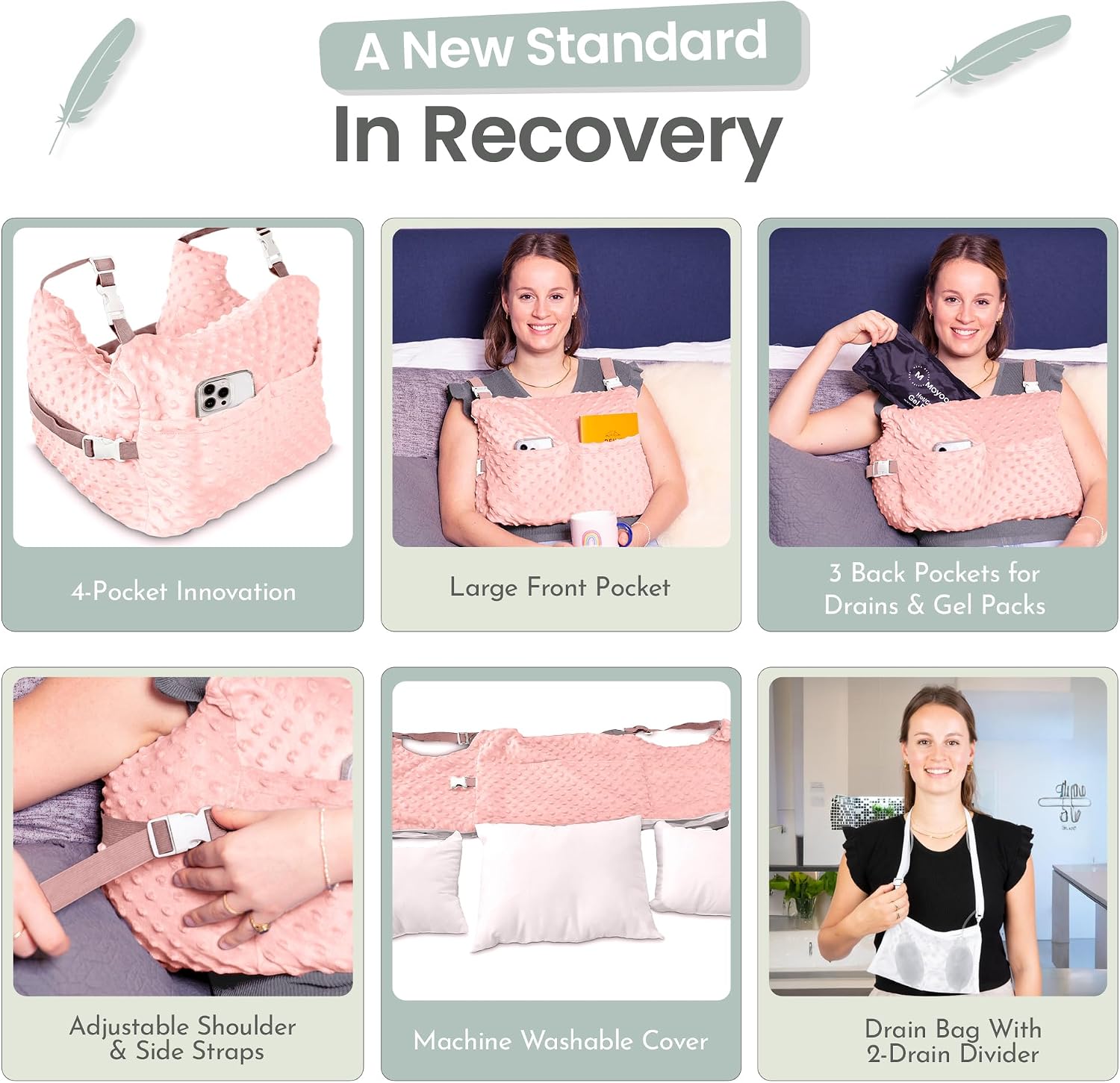 MOYOAMA Post Mastectomy Pillow – Hands-Free Protection with Secure Strap & Easy-Clean Washable Cover Breast Surgery Must Haves,Breast Reduction Recovery Supplies,Breast Augmentation image 3