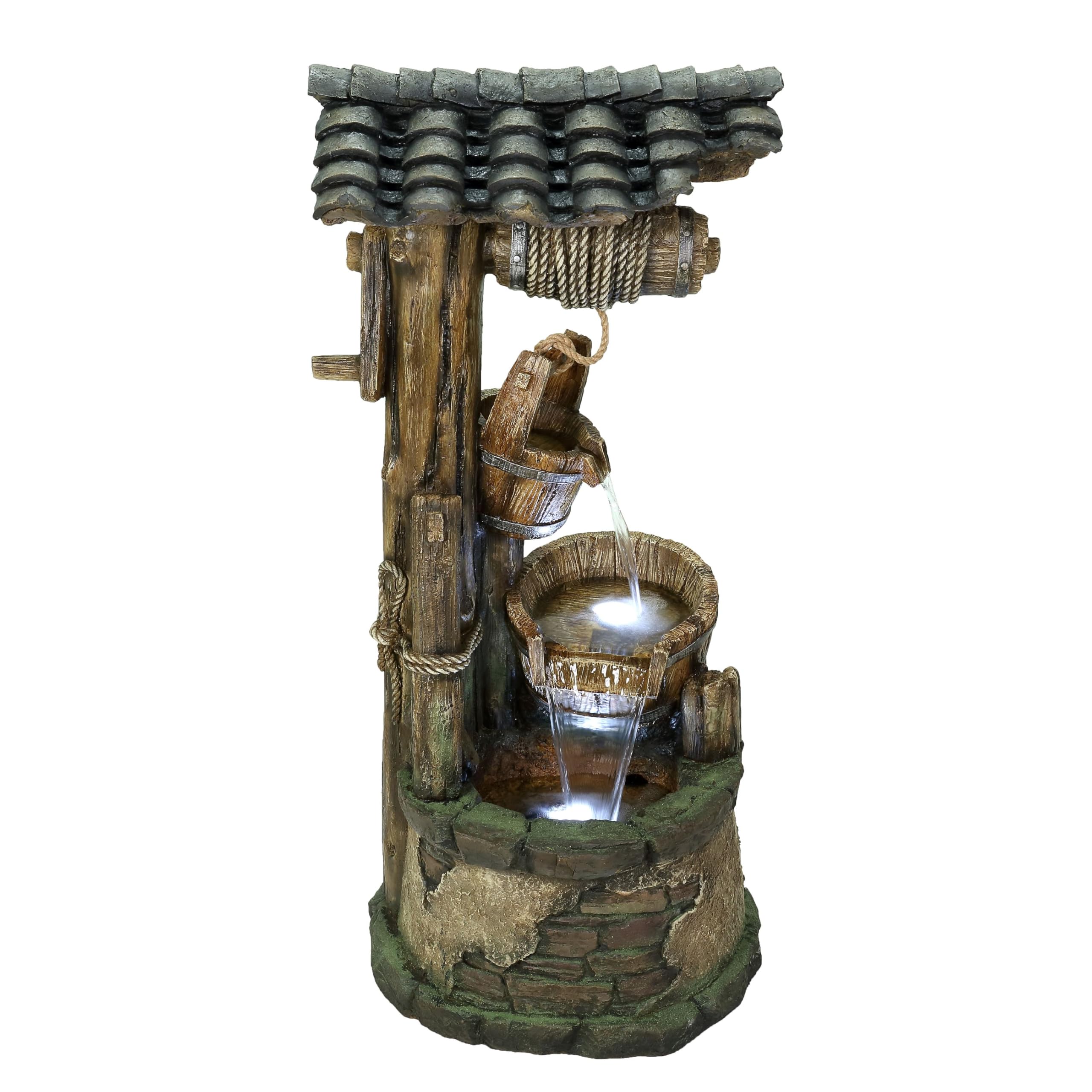 Rustic Wishing Well Traditional Water Feature - Without Protective Cover Kit