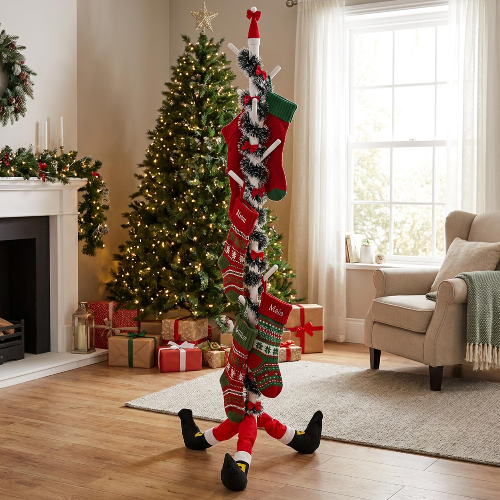 Soporte de madera para calcetines de Navidad, kit de estante de calcetín
