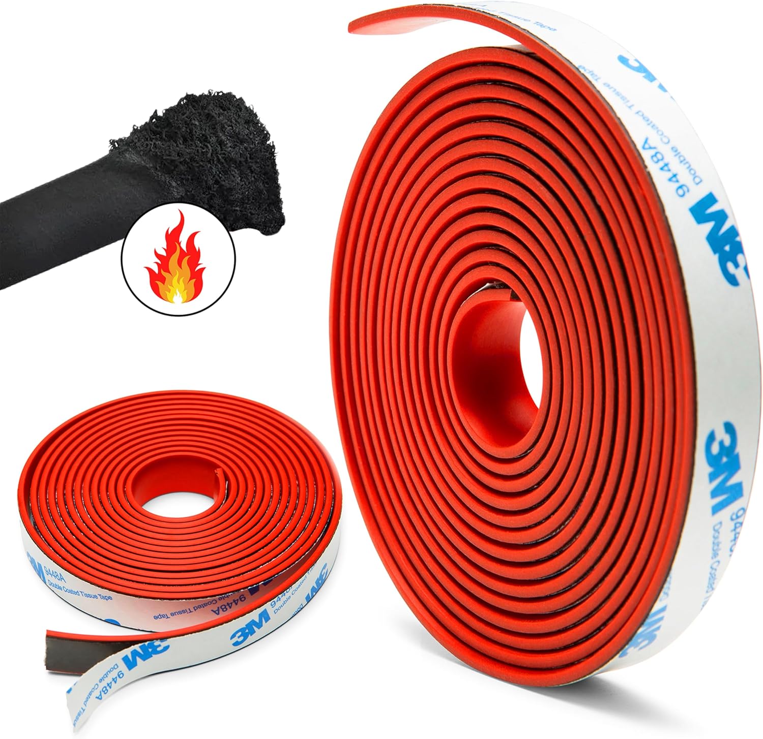 3M Intumescent Smoke Seal Strip Tapes – Flexible Expanding Fire Door Strips - Tape 9 Foot Graphite & Rubber Composite Material - Smoker Gasket Seal Strip for Fire Rated Windows & Steel or Chute Doors
