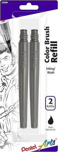 Pentel Artes Pincel Pigmento recambios tinta negra 2unidades de color frpbp2a