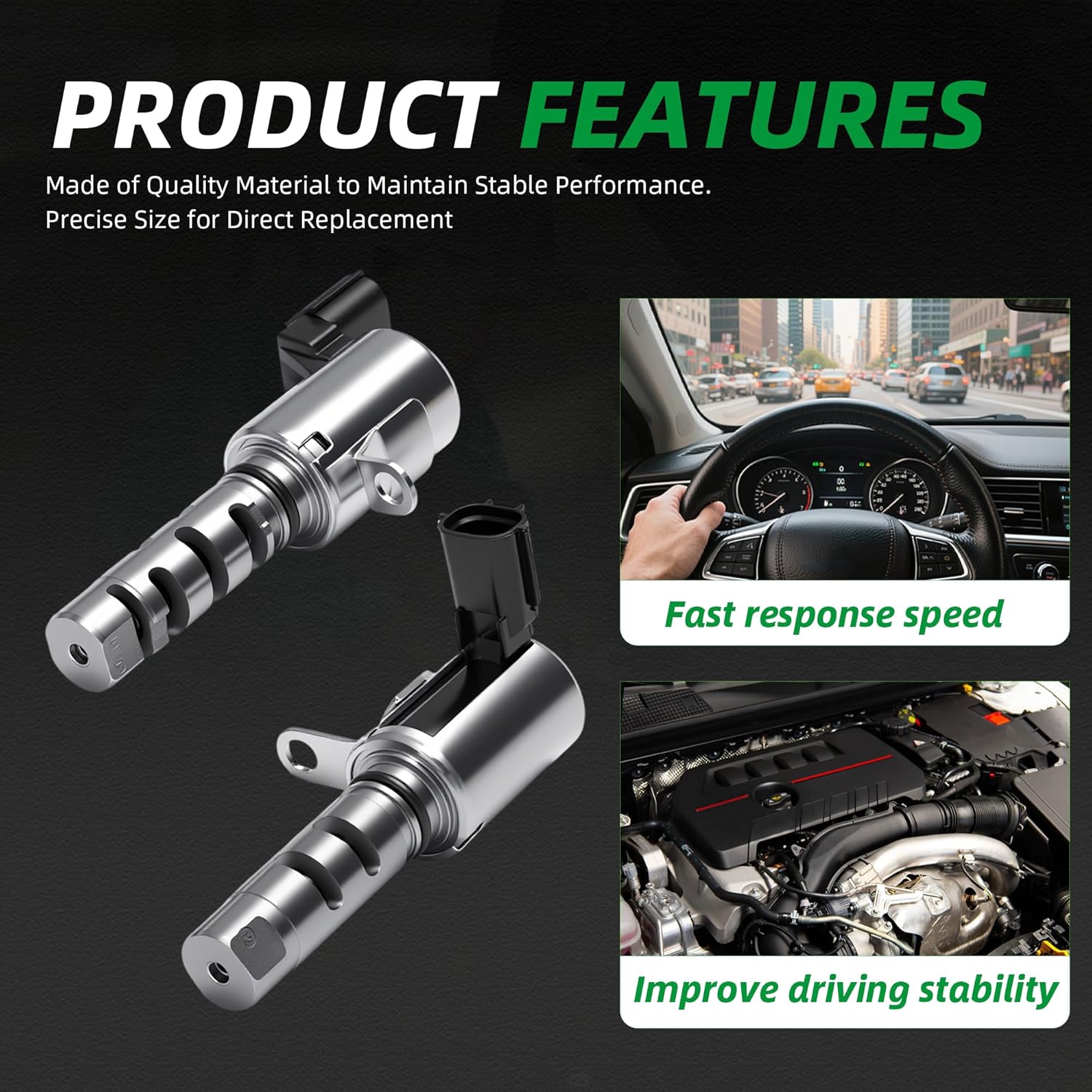 Intake & Exhaust Variable Valve Timing (VVT) Solenoid with Camshaft Position Sensor Fit for Chrysler, for Dodge, for Jeep 2007-2017 Replace 917291 5033308AB