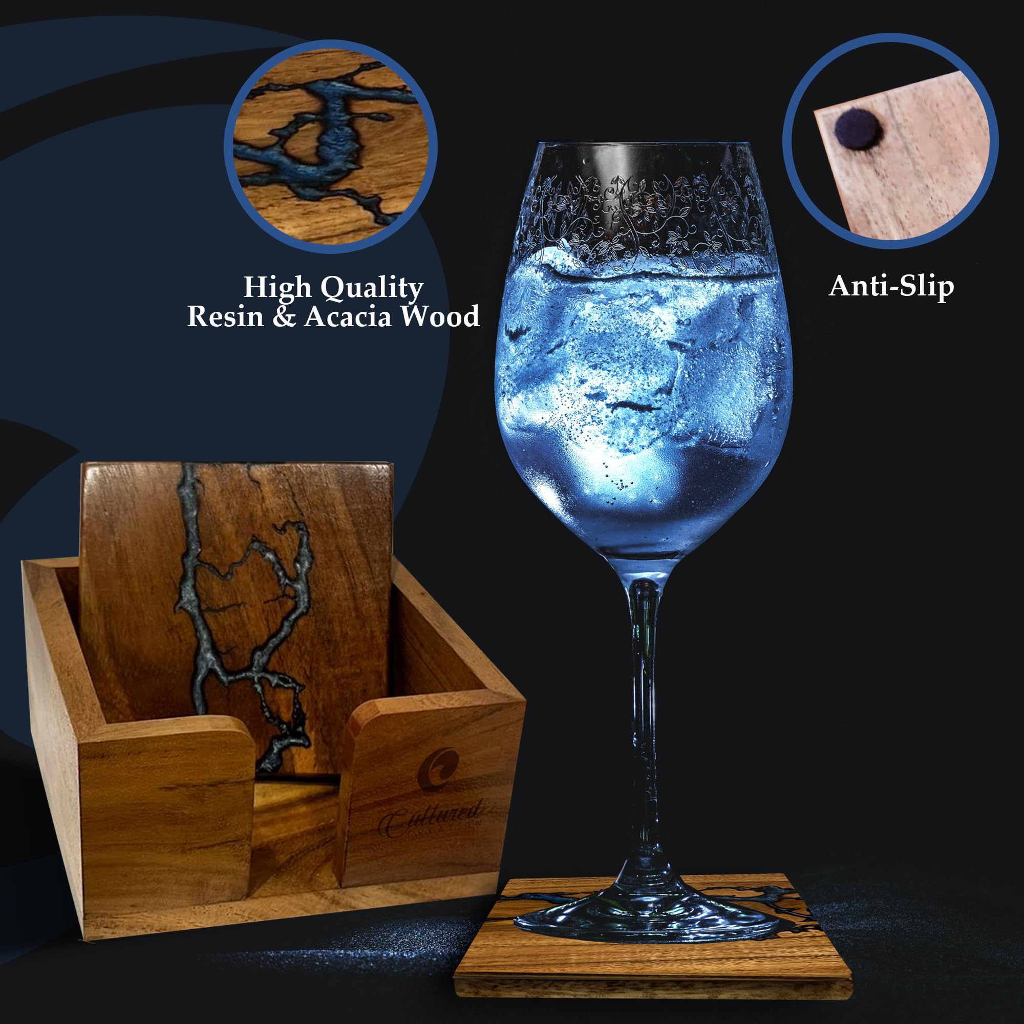 Hermoso juego de posavasos de resina epoxi y madera, ideal para proteger la mesa, mejora la decoración de tu mesa de café, gran regalo para el día de la madre, boda, aniversario