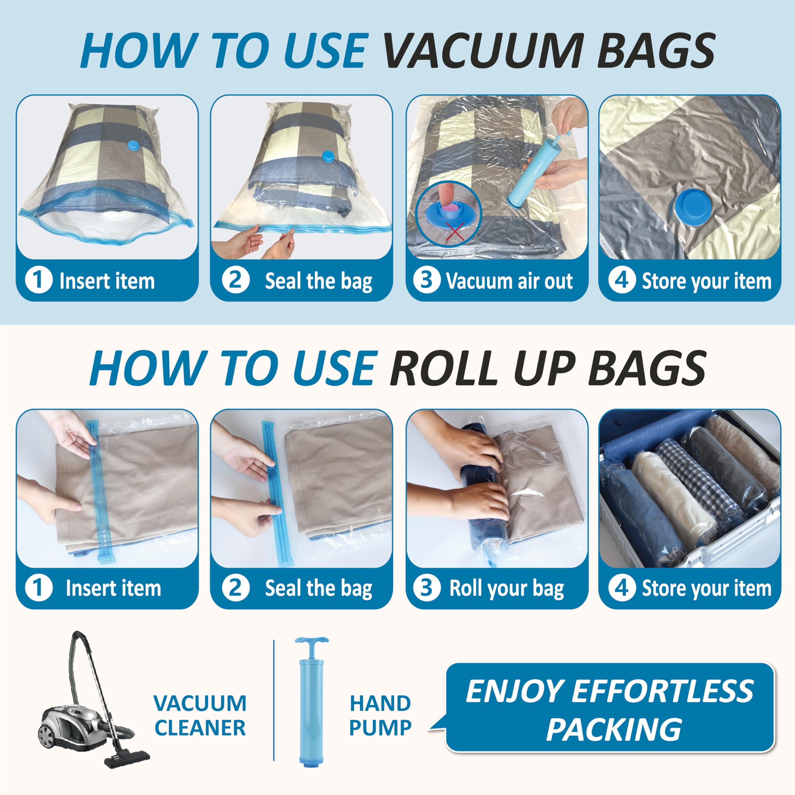 20 Combo Vacuum Storage Bags with Hand Pump T535564