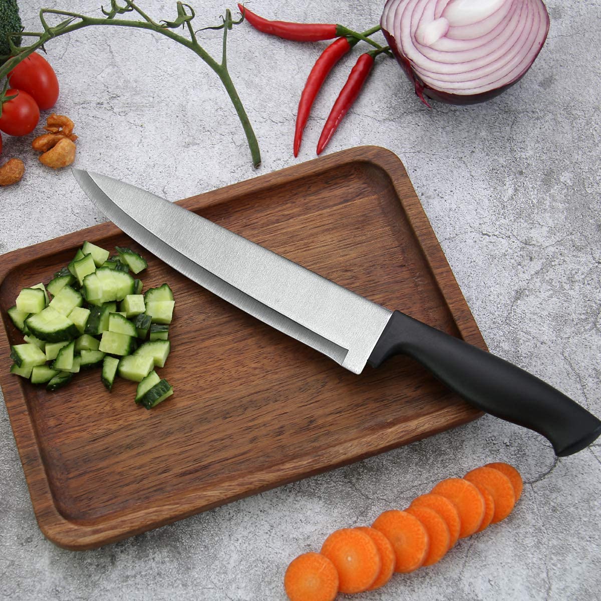 dearithe Knife Set, Black 8 Piece Kitchen Knife Set with Acrylic Stand