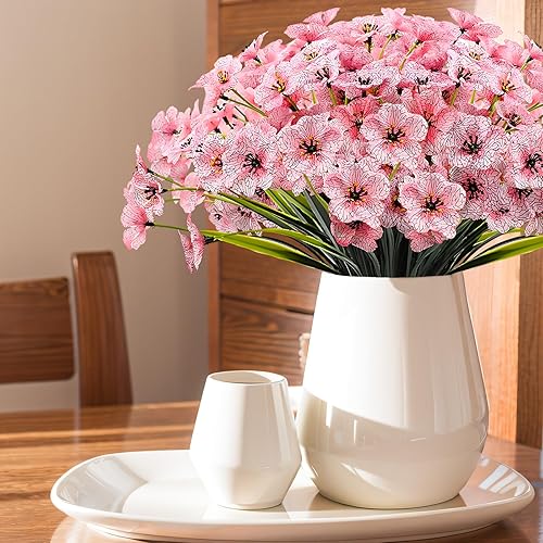 Miniatura 3 de Kinisty 20 paquetes de flores artificiales para exteriores, resistentes a los rayos UV, plantas falsas que no se decoloran, flores de plástico de