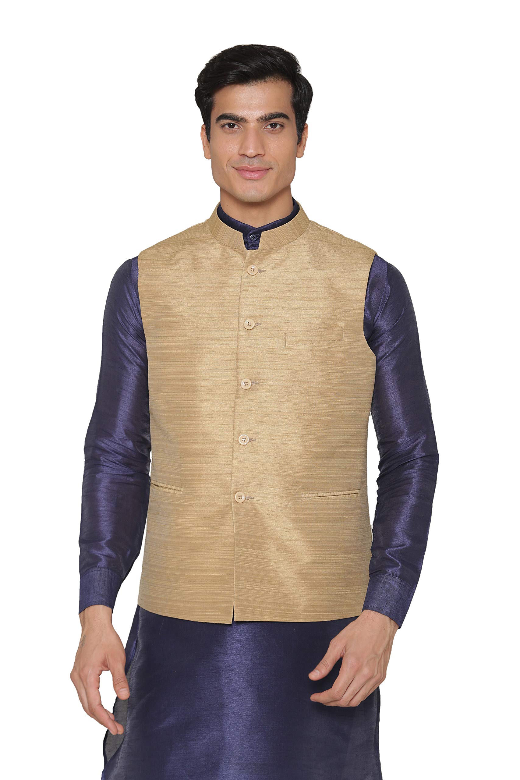 manq Men's Raw Silk Waistcoat, Half Jackets - Slim fit Ceremony Wear-picture-24