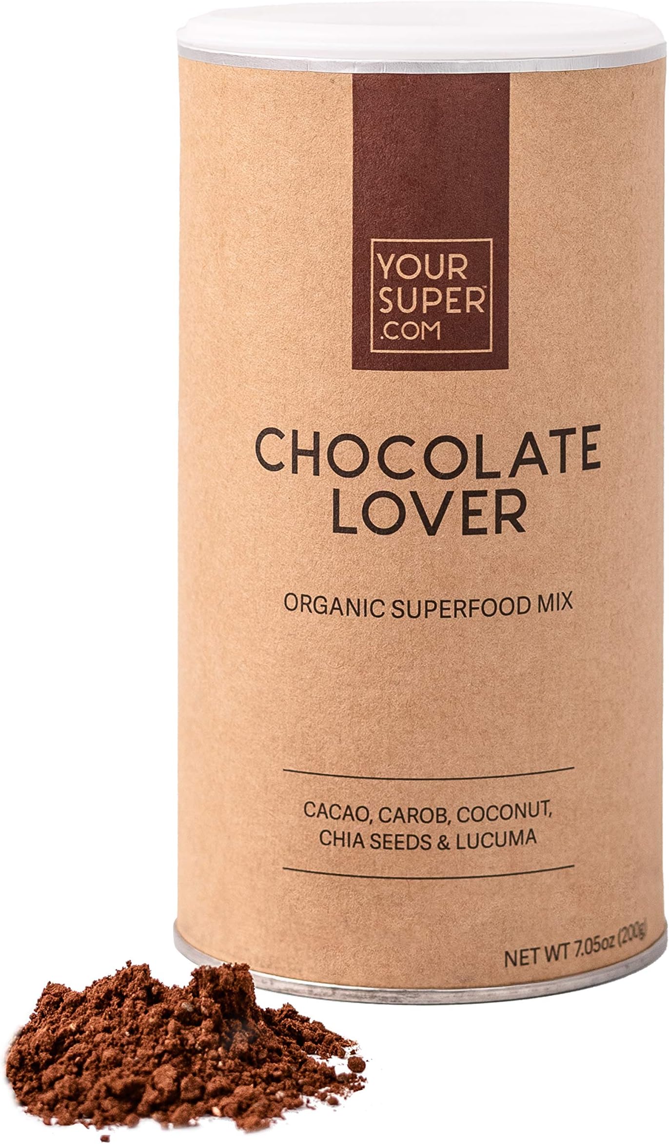 Your Super Foods Chocolate Lover Mix - Powdered Blend of 6 Organic Vegan Superfoods - Cacao & Coconut - Essential Vitamins & Minerals - Natural Antioxidants - Healthy Nutritional Superfood Drink