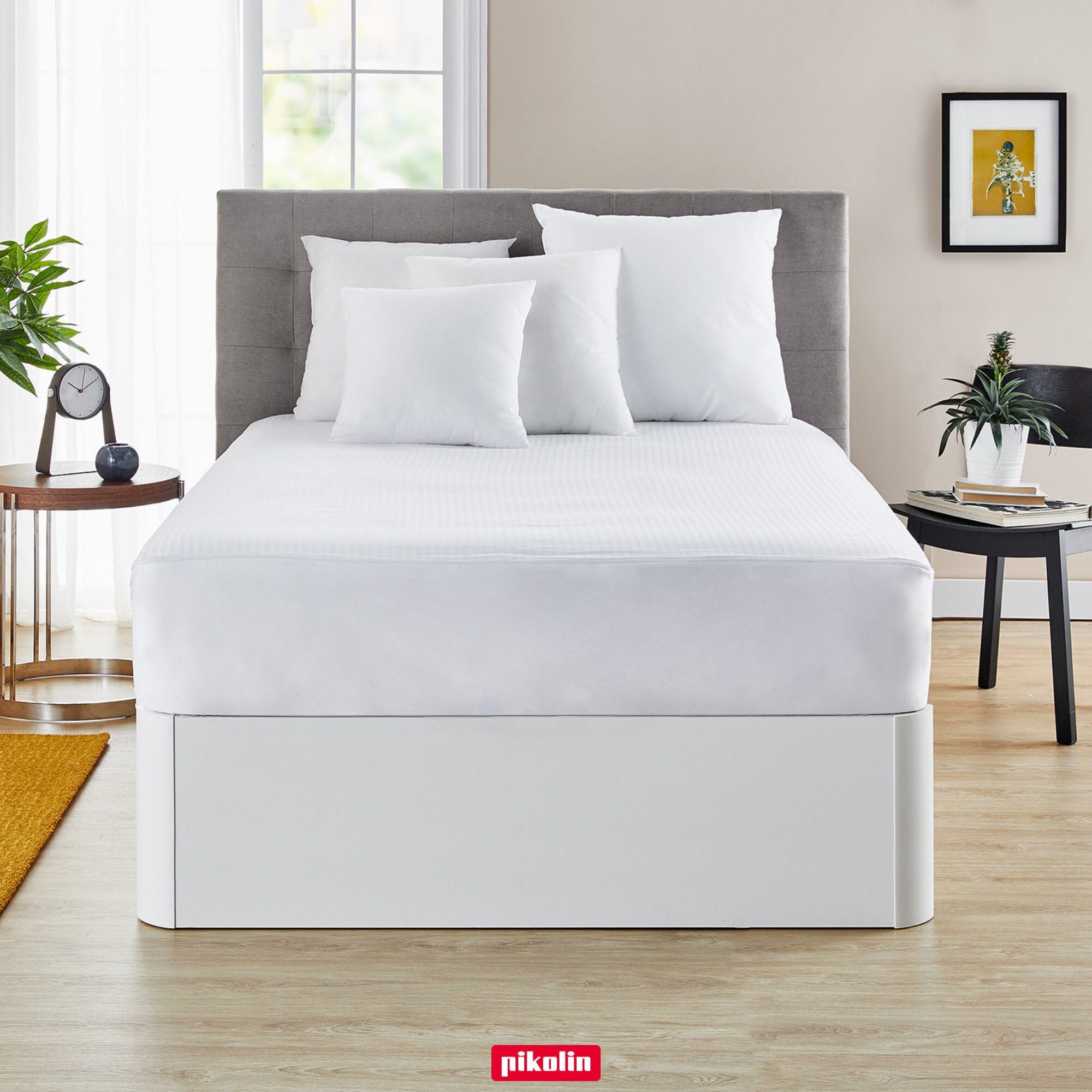 PIKOLIN - Coprimaterasso Traspirante in Cotone 100% Naturale 160x200 cm | Antirughe, Chiusura a L | Adatto a Materassi fino a 30 cm, Lavabile in Lavatrice | Certificato OEKO-TEX