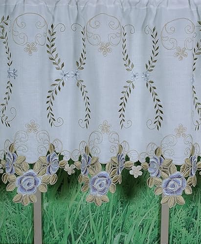 Vista 141 de Today's Curtain Verona - Persiana bordada inversa, 63 pulgadas, color crudo/antiguo