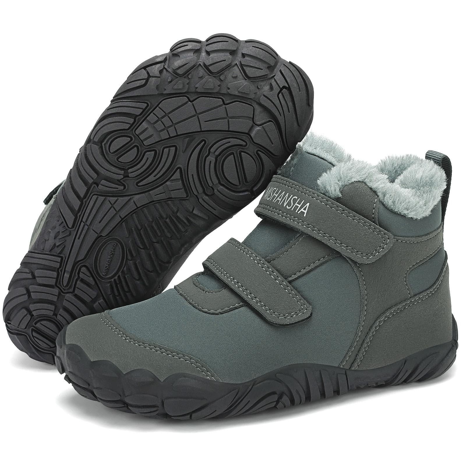 Mishansha Enfants Barefoot Chaussures de Hiver Garçons Bottes de Neige Filles Bottines Chaudes Trekking Antidérapant Gr.25-36 EU