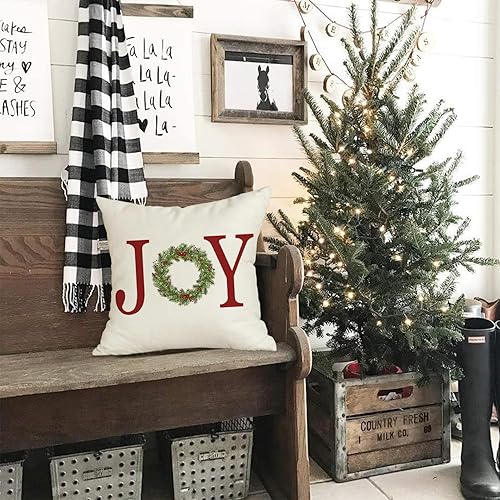 Miniatura 3 de RABUSOFA Fundas de almohada de Navidad de 18 x 18 pulgadas, fundas de almohada decorativas de Navidad, fundas de cojín decorativas con corona de