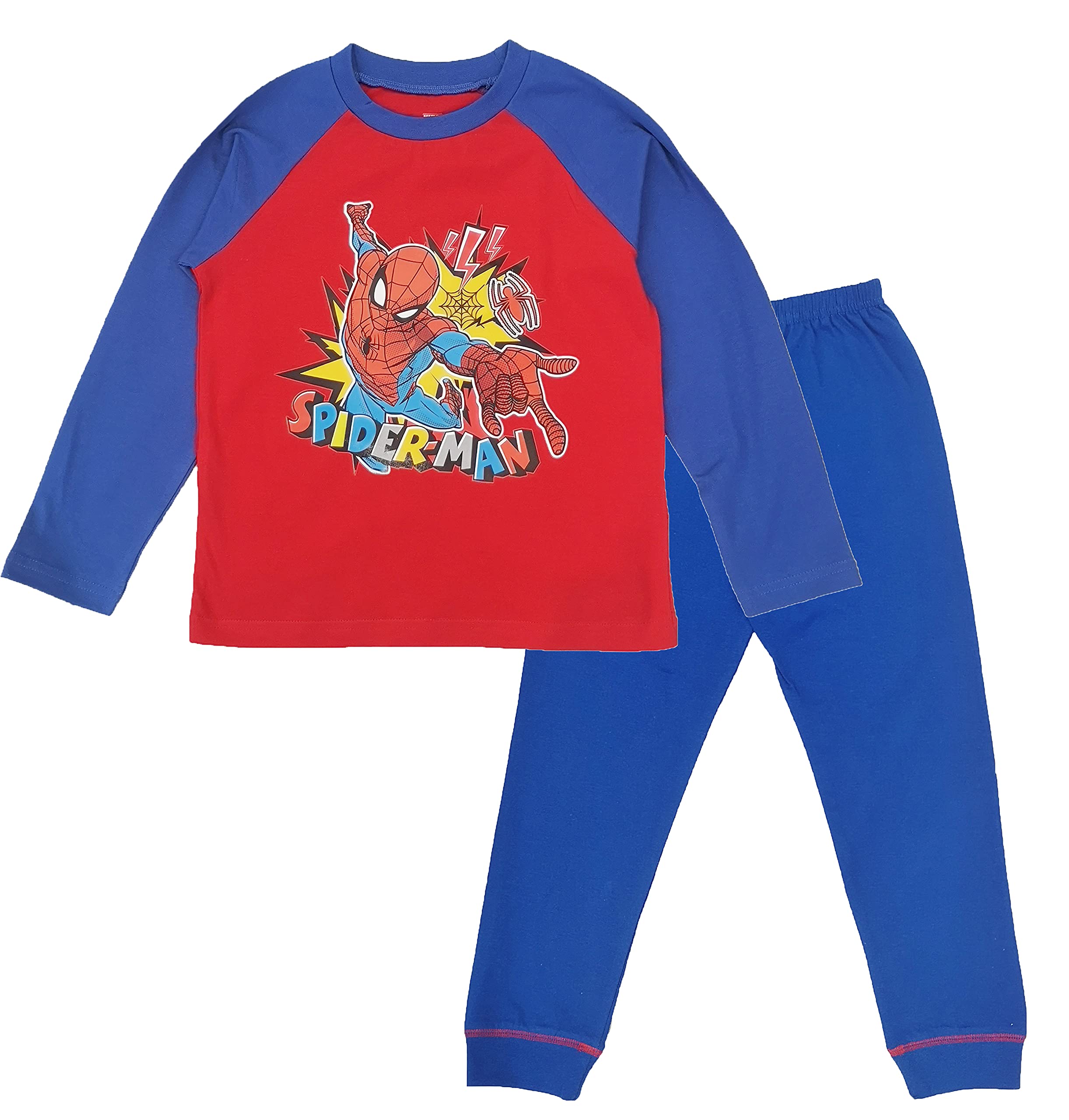 Tdp Textiles Boys Blue/Red Spiderman Official Licensed Pyjamas Cotton Full Length Pjs Set Toddler, 5-6 Years