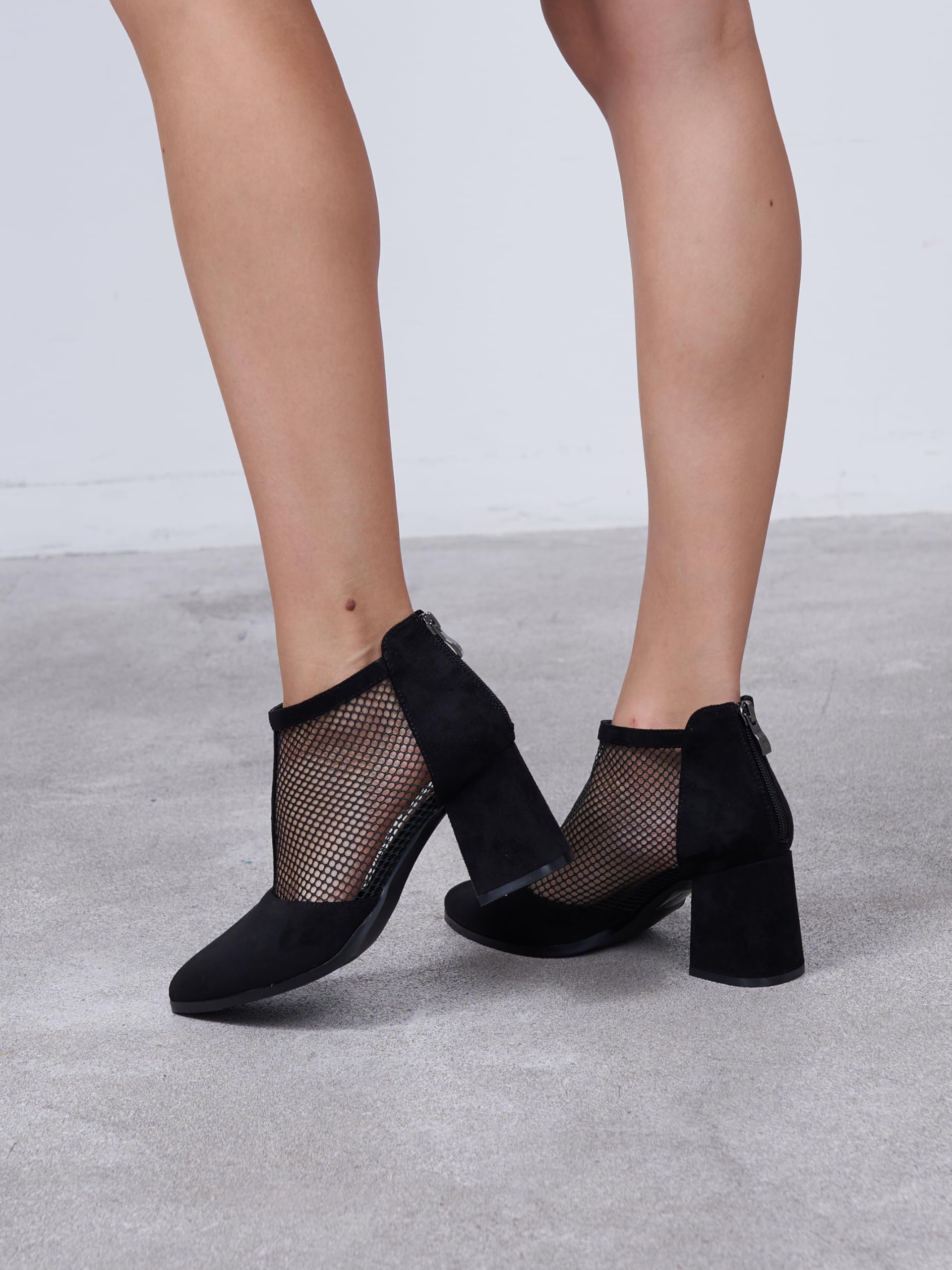 H1877-D1861-2 - Decolleté da donna, con tacco a blocco, colore: nero, 7 cm