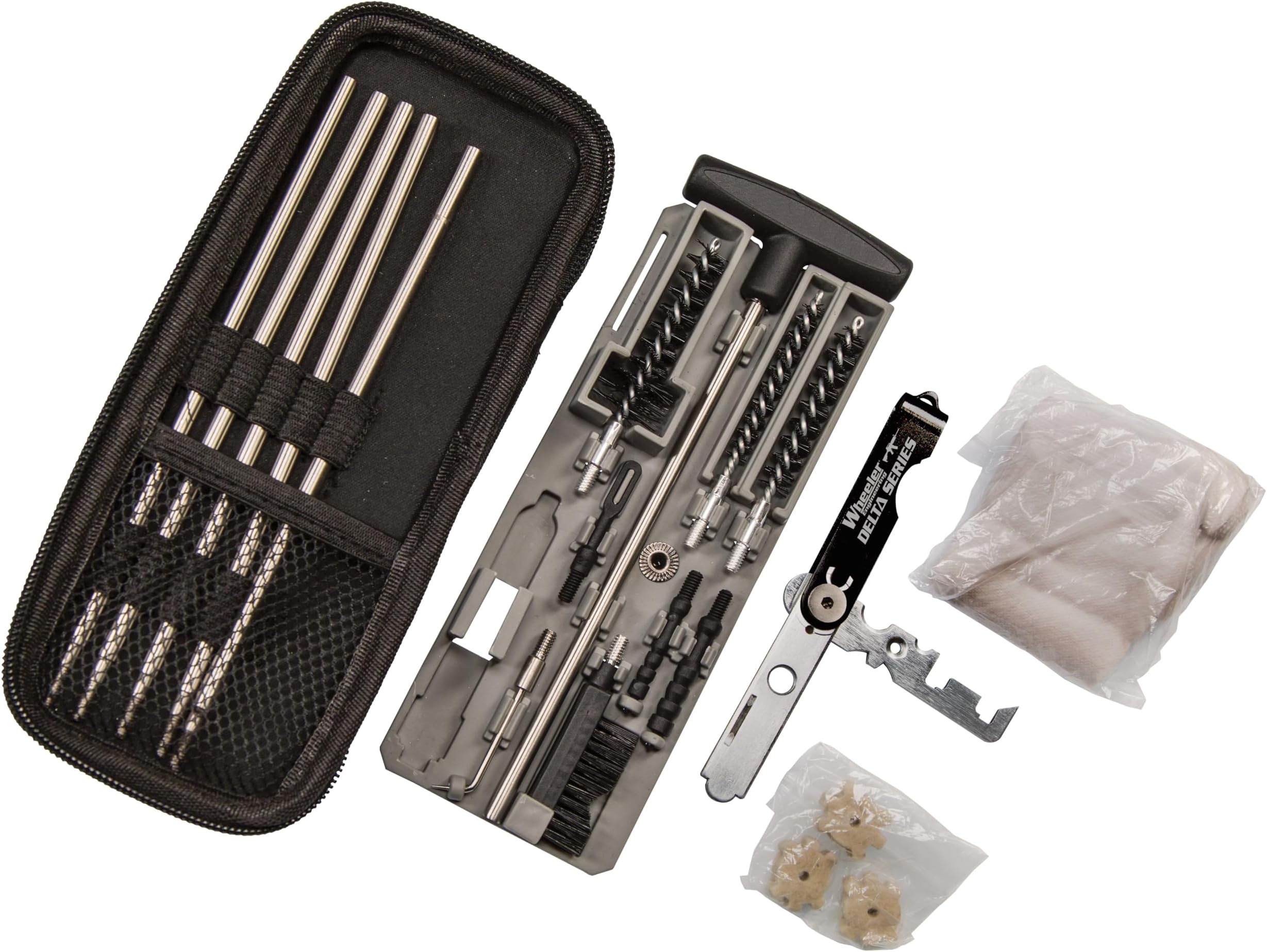 Compact Tactical Rifle Cleaning Kit with Compact Storage Case for .22 to .30 Caliber Firearms and Maintenance