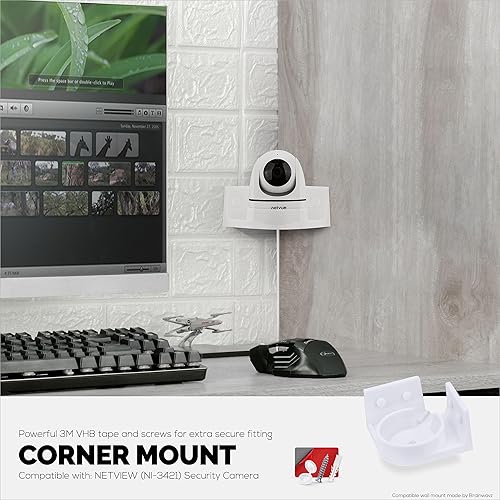 Miniatura 4 de Soporte de pared compatible con cámara NETVUE NI-3421 para interiores de mascotas y bebés, soporte adhesivo para cámara de seguridad, reduce los