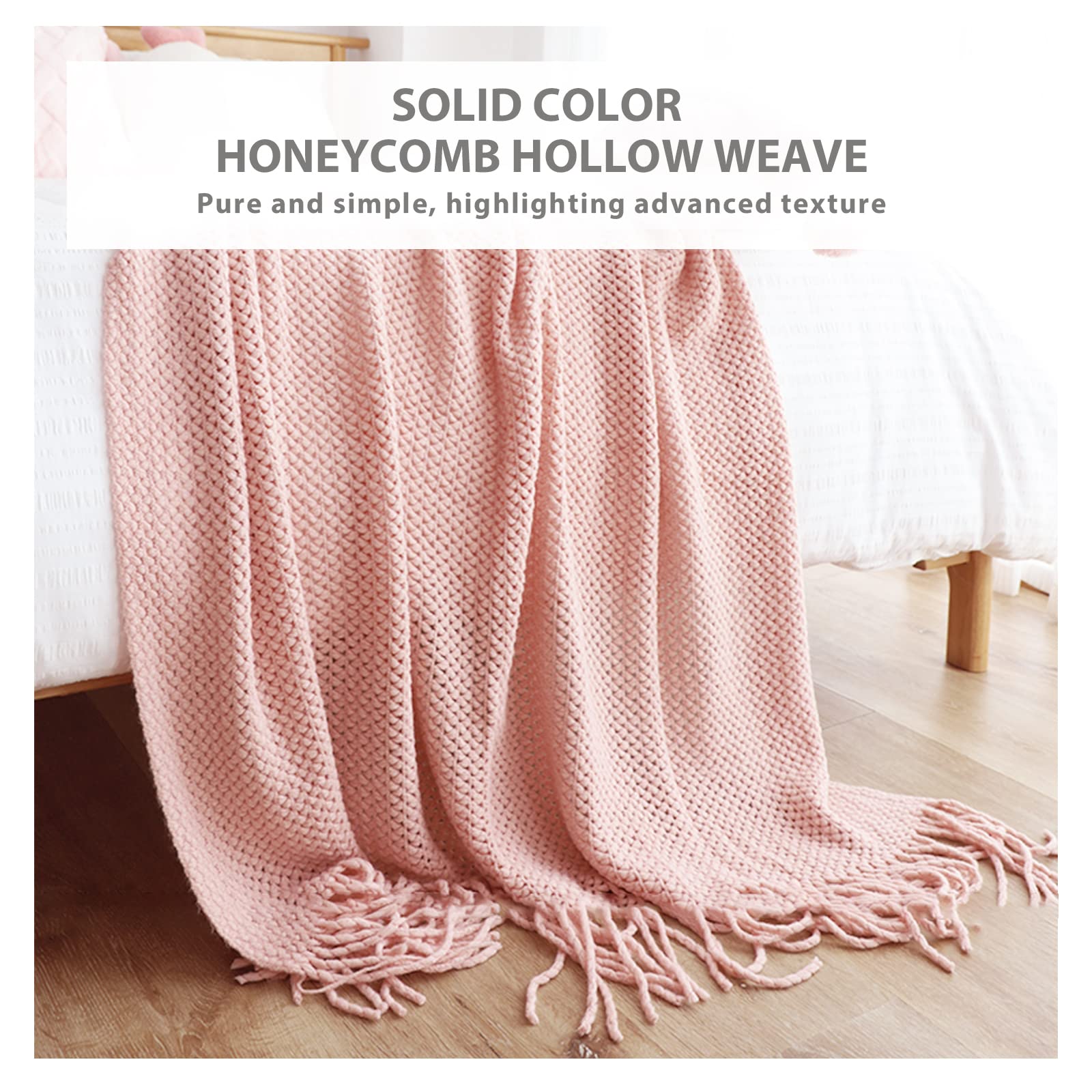 LumiSyne Knitted Throw Blanket With Tassel Breathable Cellular Blanket Nordic Style Soft Cozy Couch Cover Decorative Blanket For Sofa Bed Settee Armchair - Image 2