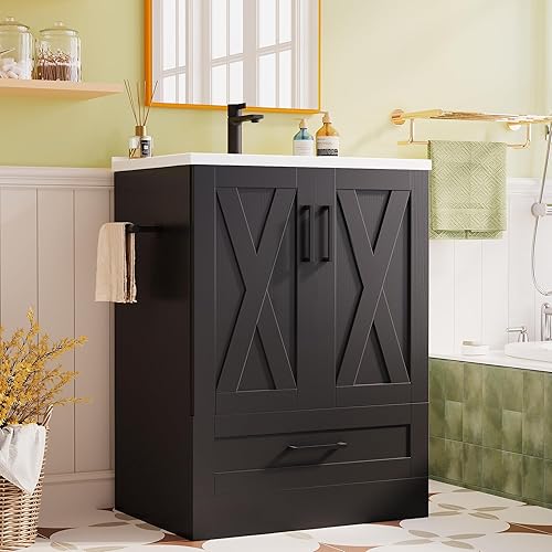 JUMMICO 24" Bathroom Vanity with Sink, Bathroom Storage Vanity Sink