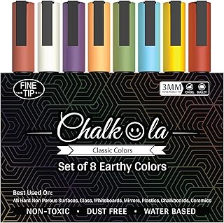 Chalkola Kreidestifte für Tafel Abwaschbar, 8 Kreidemarker Pastell 3mm Umkehrbare Spitze - Kreide Stift für Fenster, Tafel und als Glasstift - Chalk markers für Erwachsene & Kinder
