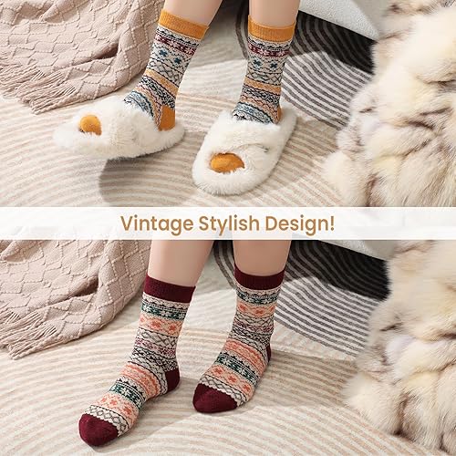 Miniatura 6 de Clothirily Wool Socks for Women, Vintage Womens Wool Socks, Winter Warm Boot Sock for Women Men, Thick Winter Cozy Sock