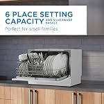 Danby DDW621WDB Lave-vaisselle avec comptoir 6 Placer les paramètres, 6 Laver les cycles et panier d'argenterie, Energy Star-Rated avec une faible consommation d'eau et un fonctionnement silencieux, blanc