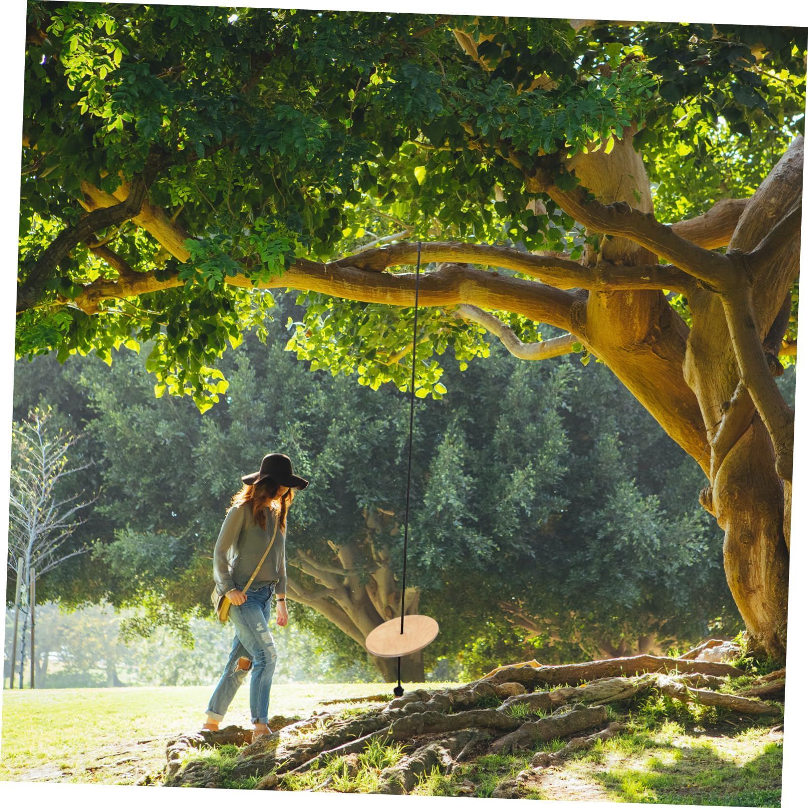 VICASKY Innovative Children's Swing Thickened Wooden Saucer Swing Comfortable Design for Outdoor Play