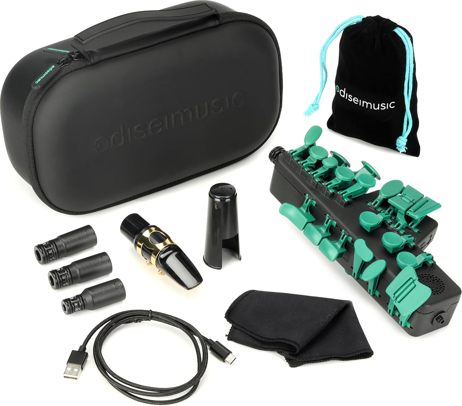 Travel Sax 2 (Forest Green) – Compact Digital Saxophone for Silent Practice Anywhere | Lightweight Electronic Sax with Real Alto Mouthpiece, Built-in Speaker, Bluetooth MIDI/Audio, USB-C, 70+ Internal