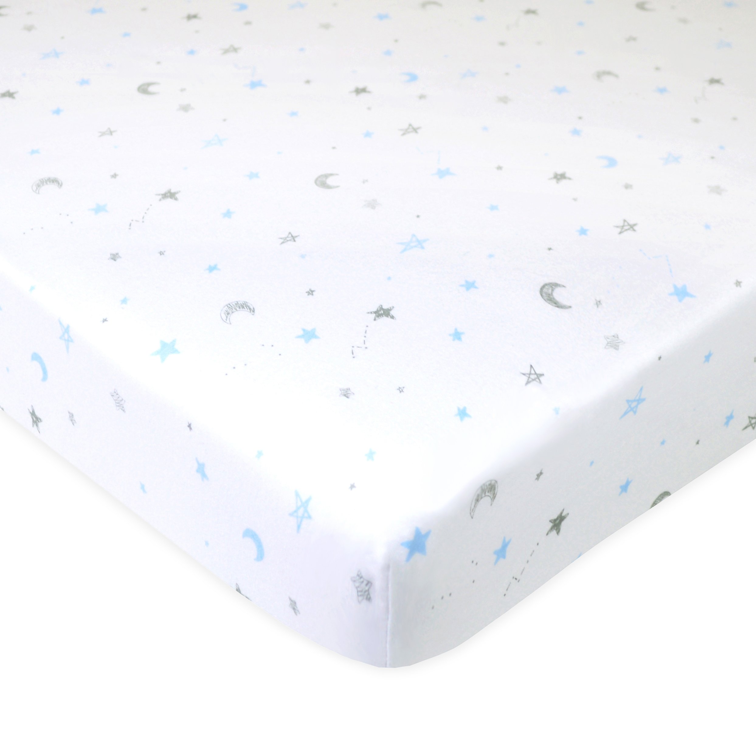 TL Care 100% Natural Cotton Fitted Mini Crib Sheet 38" x 24" - Soft & Breathable Small Nesting Portable Crib Sheet, Fits Pack N Play Mattresses, Blue