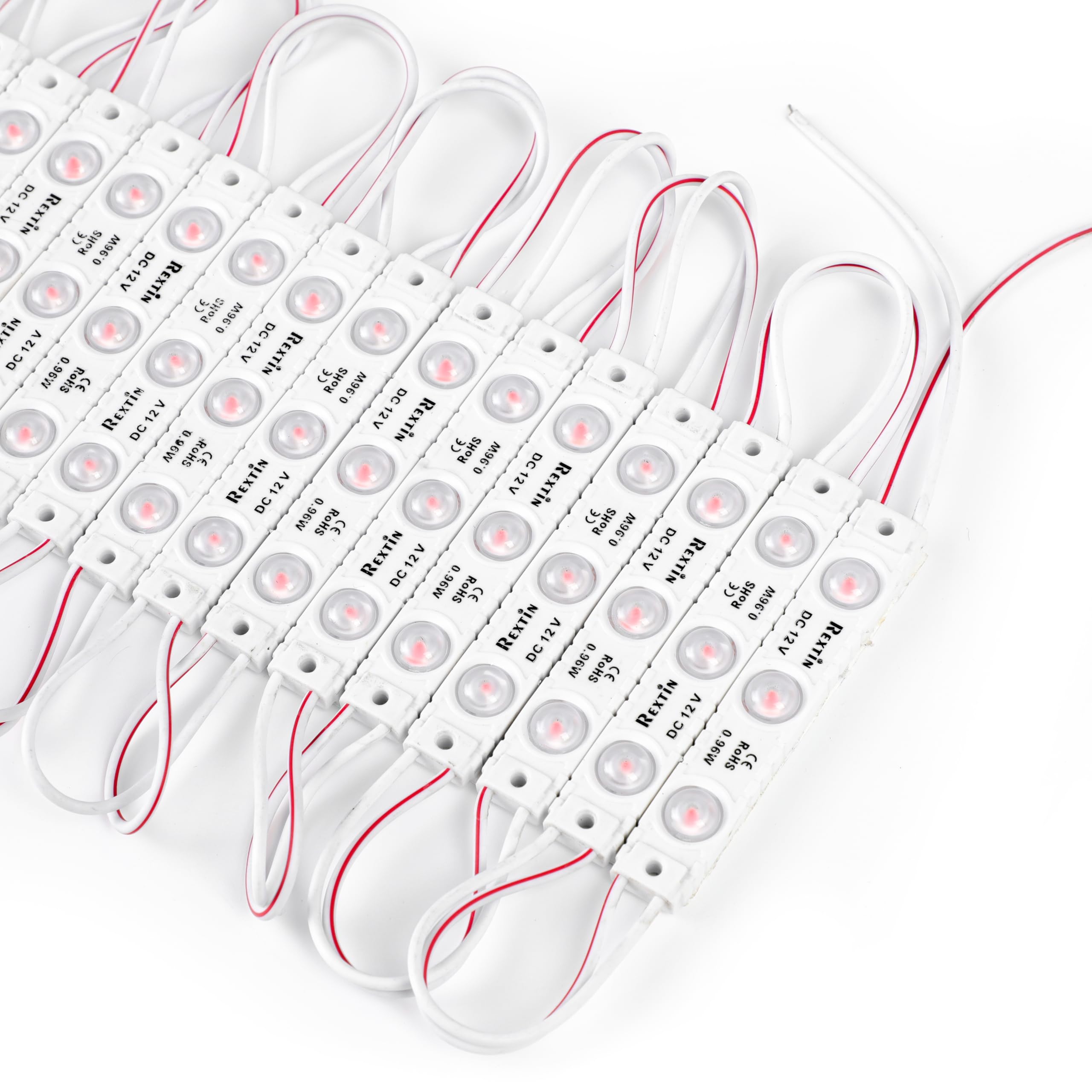 Module lumineux LED : DC 12 V 200 pièces, économe en énergie – Lumière publicitaire pour vitrine d'entreprise, panneau de lettres étanche avec ruban adhésif à l'arrière (rouge)