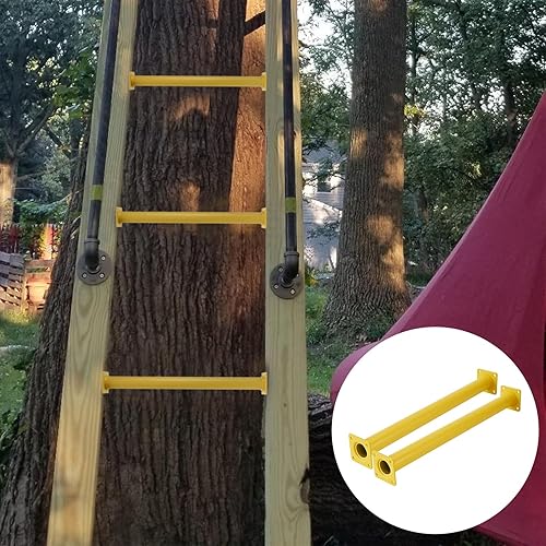 Miniatura 6 de Juego de 6 barras de mono para patio trasero, peldaños de escalera de acero para exteriores, asas de escalada de seguridad, 16.5 pulgadas, color