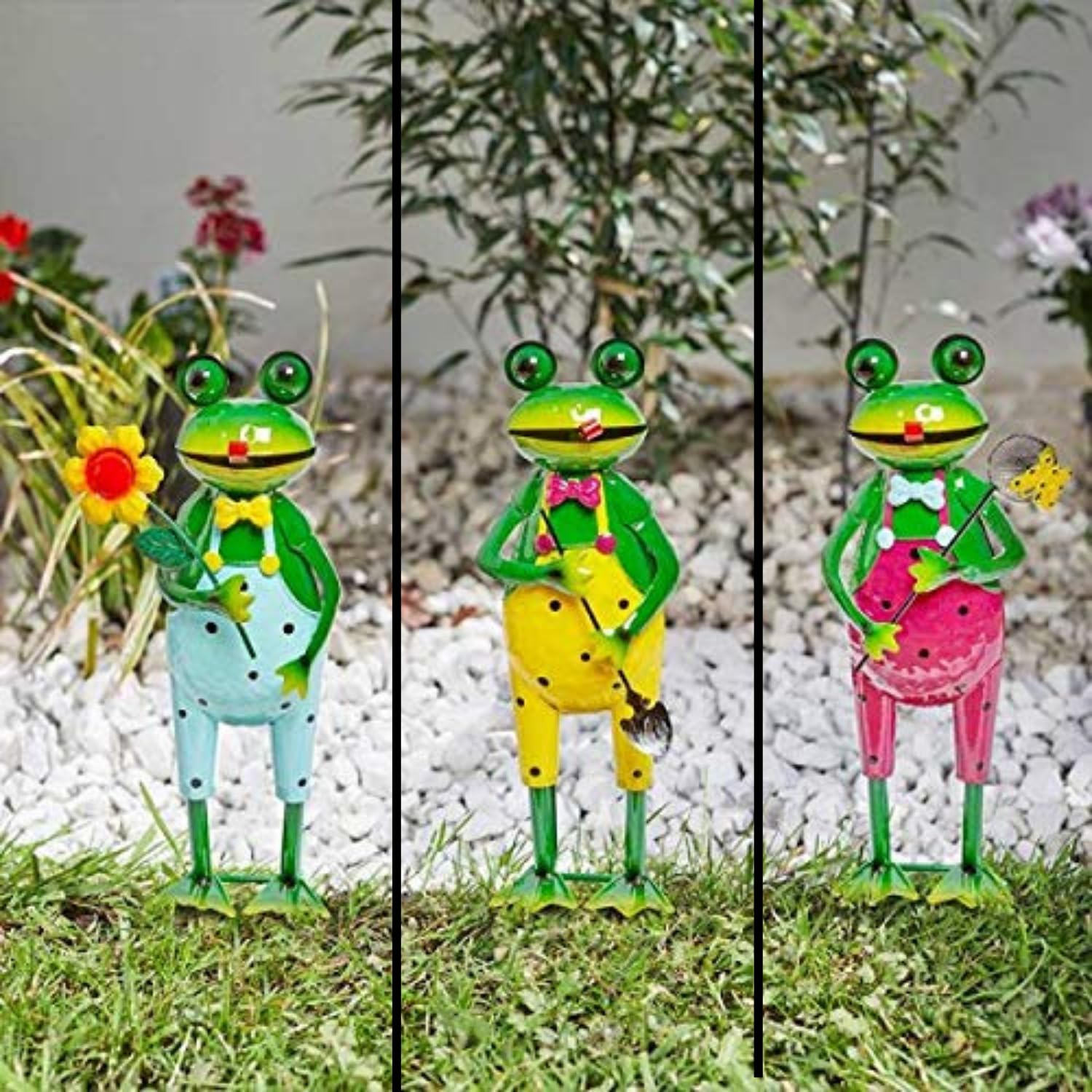 Garden Mile Funky Frosch Garten-Deko - Wetterfeste Metall-Figur Zum Aufhängen, Handbemalt
