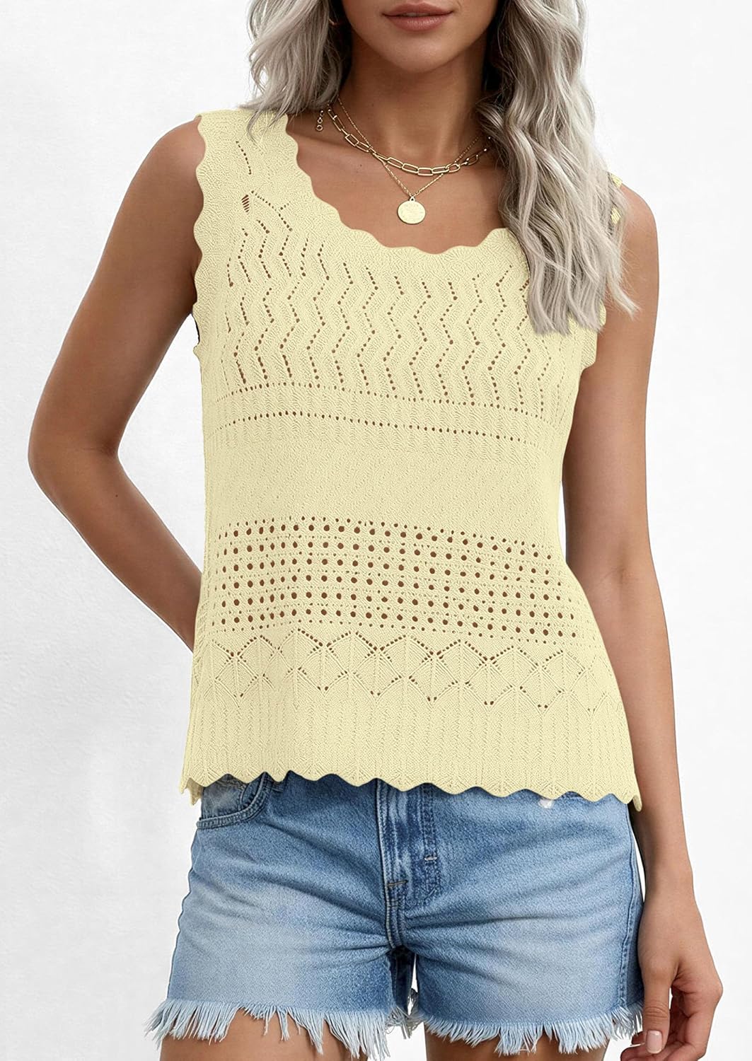 PRETTYGARDEN Womens Crochet Tank Tops 2026 Summer Spring Boho Sleeveless Cute Knit Sweater Vest Trendy Beach Vacation Clothes - Image 7