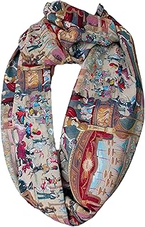Etwoa womens Opera Theater Pattern Infinity Circle Scarf, Multicolored, Large