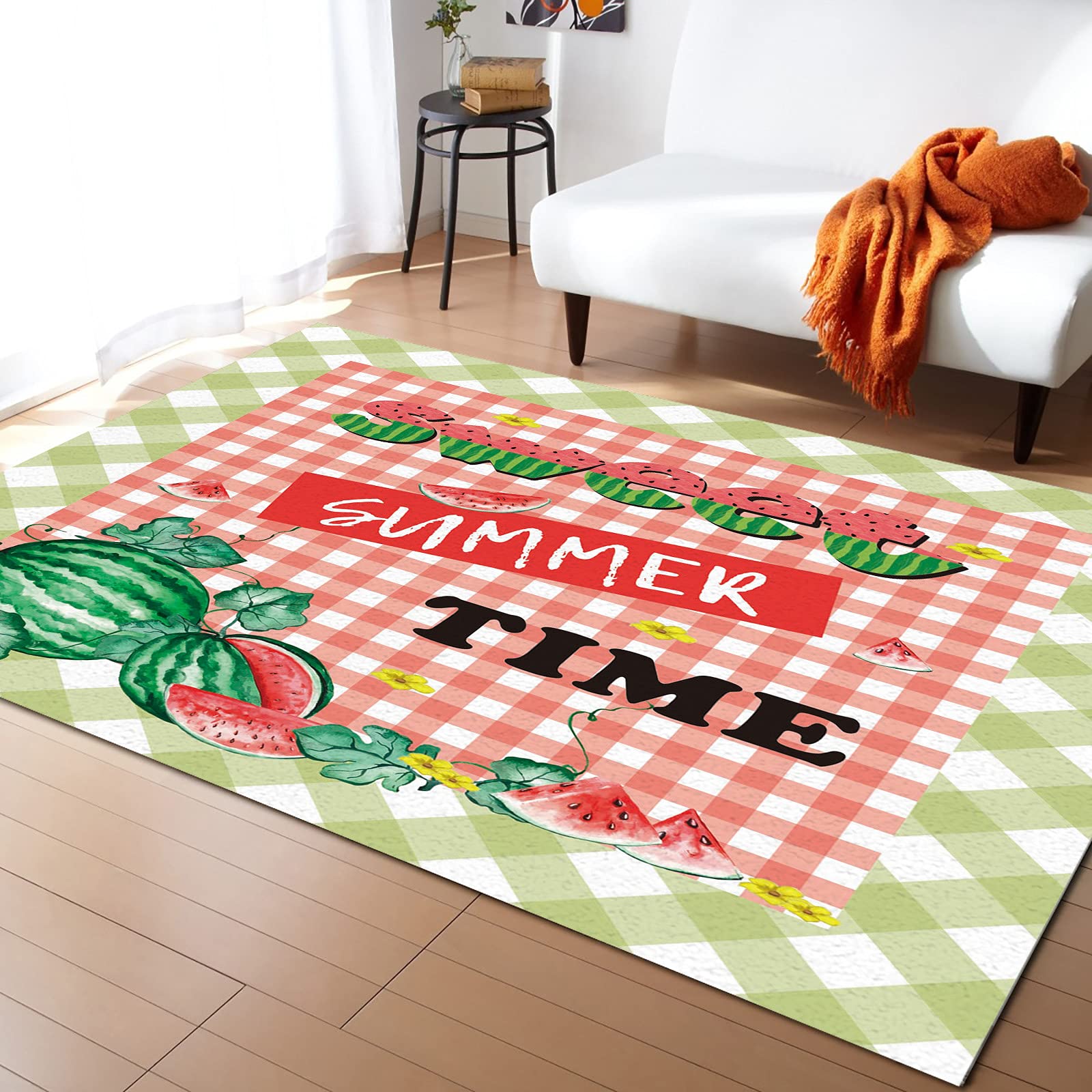 Tappeto Camera L'Azienda Agricola Dell'Anguria di Estate Fruttifica La Grata della Bufalo retrò Tappeto Divertenti Tappeto da Esterno Classico Tappetini per Esterno Ingresso Cortile 120X160Cm