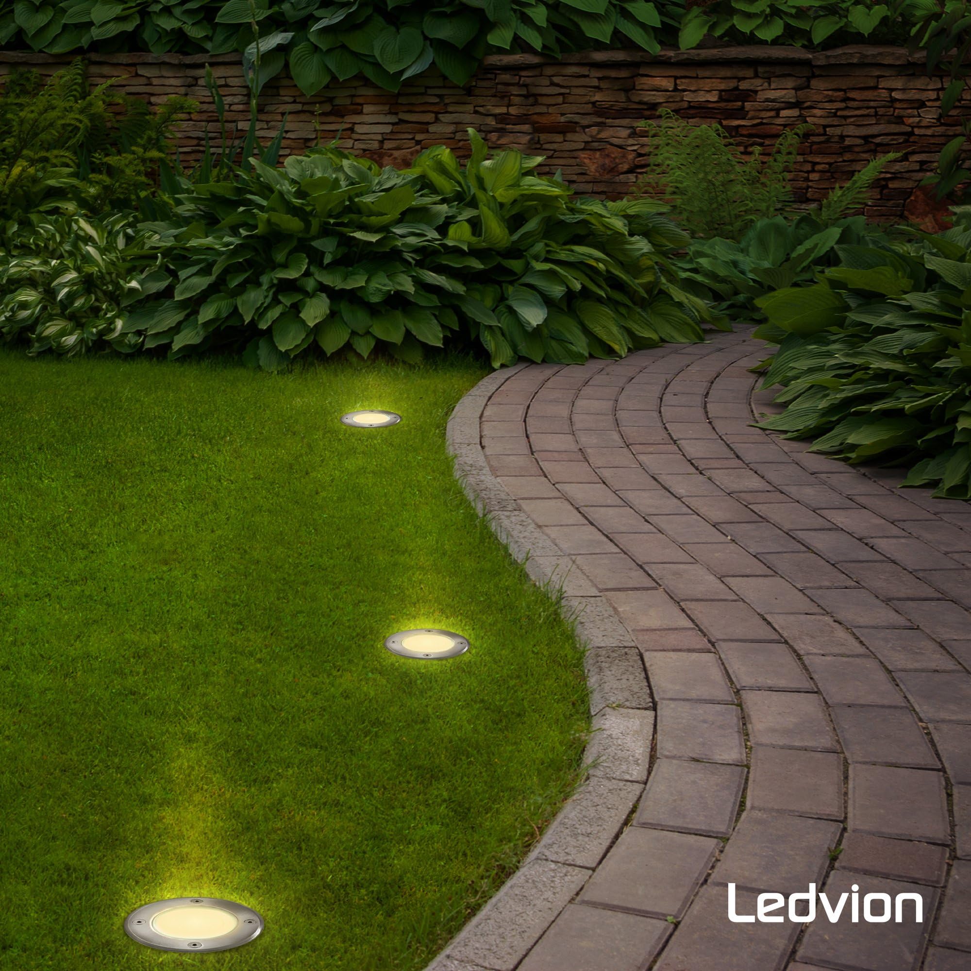 Ledvion - 3X Focos LED Empotrados Redondos, 5W, 2700K, IP67, GU10, Cable de 1m, Iluminación Exterior, Iluminación de Terraza
