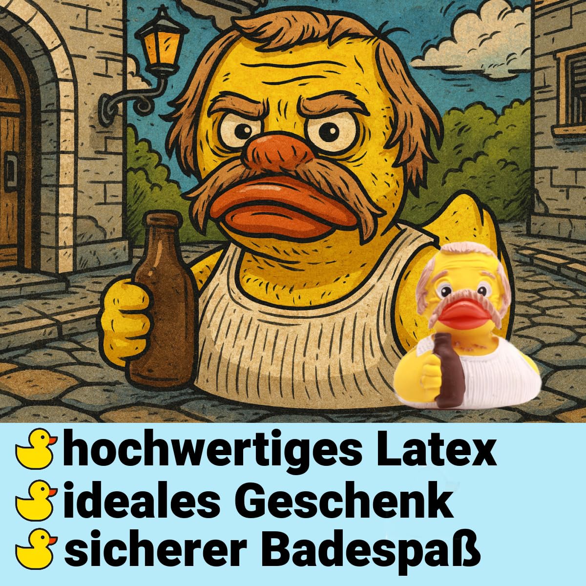 Duckshop I Badeente Edmund Mundl Sackbauer I piszcząca kaczka L 8 cm I piszcząca kaczka I prezent dla fanów serii, prezent dla kolekcjonerów