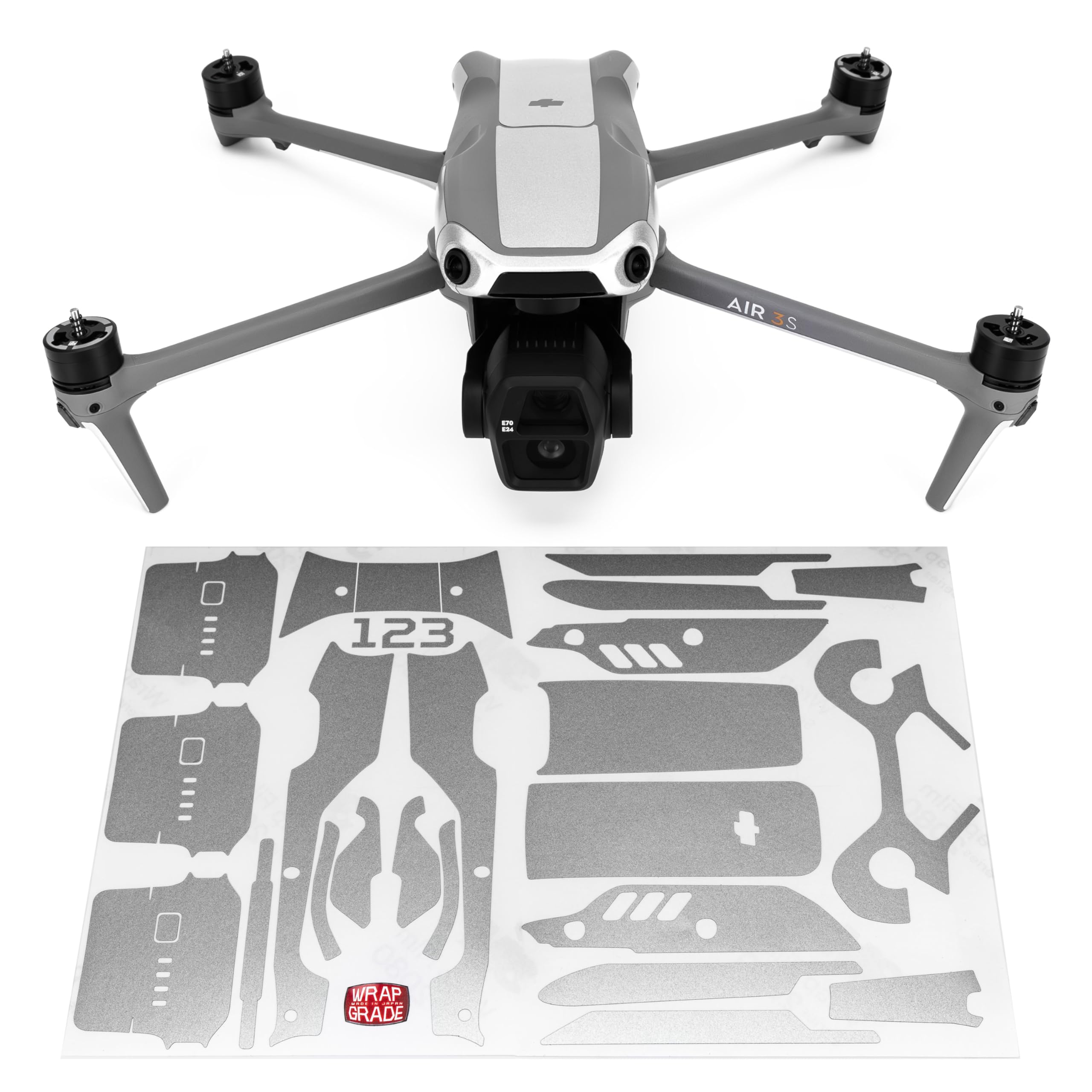 WRAPGRADE Skin Sticker for DJI Air 3S Accent Color Sticker (Air Force Silver)