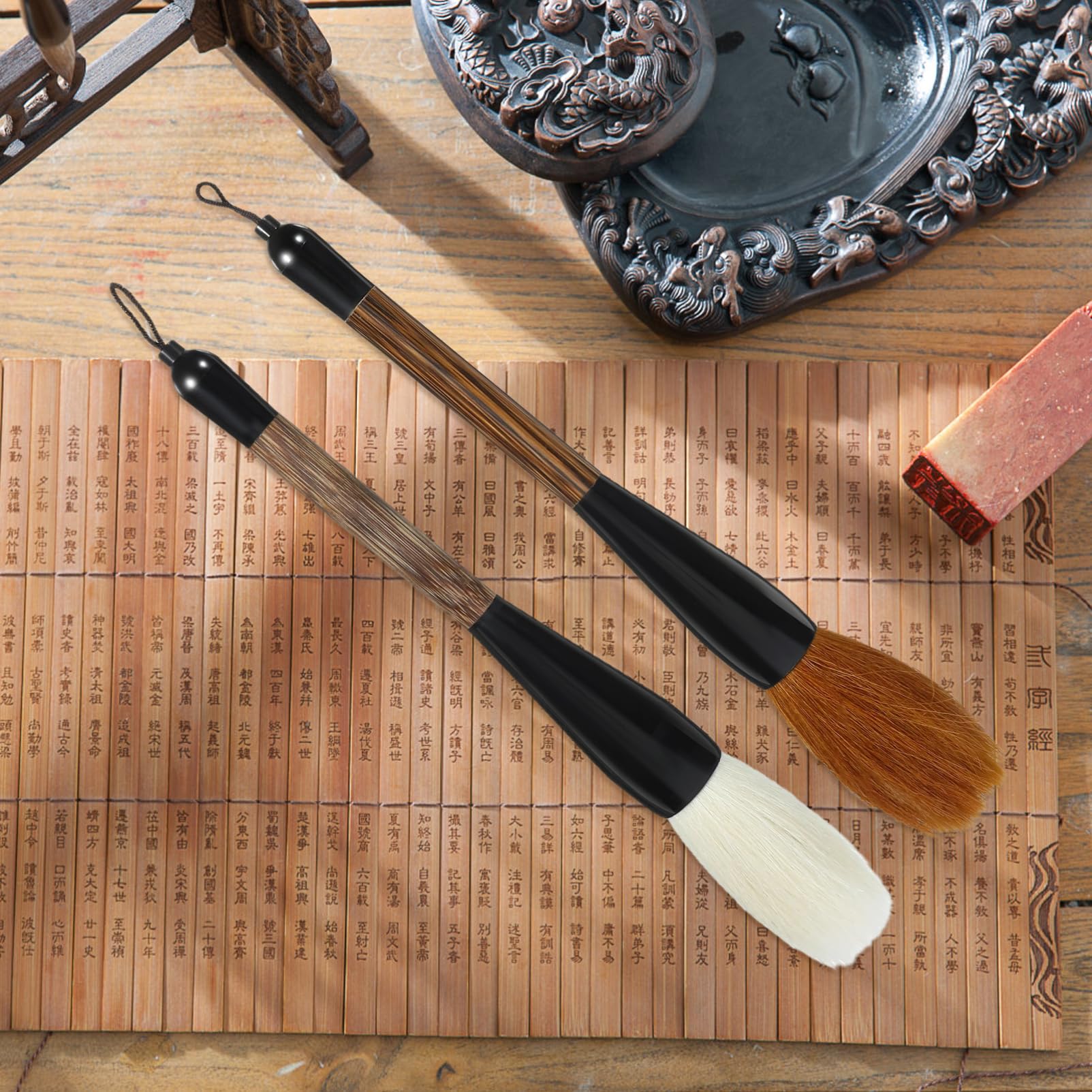 GLSTOY 2pcs Sheep Hair Wolf Heroic Pen Chinese Brush Pen for Art and Calligraphy